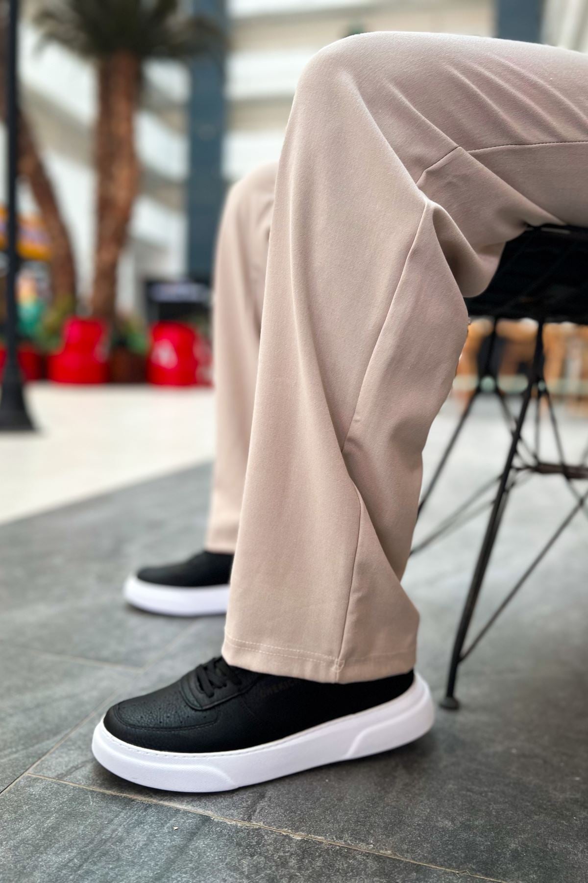 Kenton Bağcıklı Kalın Taban Erkek Sneaker Siyah Beyaz