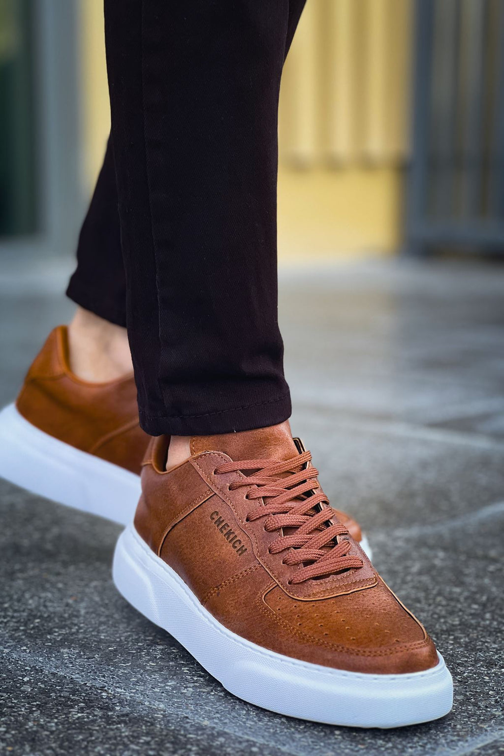 Kenton Bağcıklı Kalın Taban Erkek Sneaker Taba