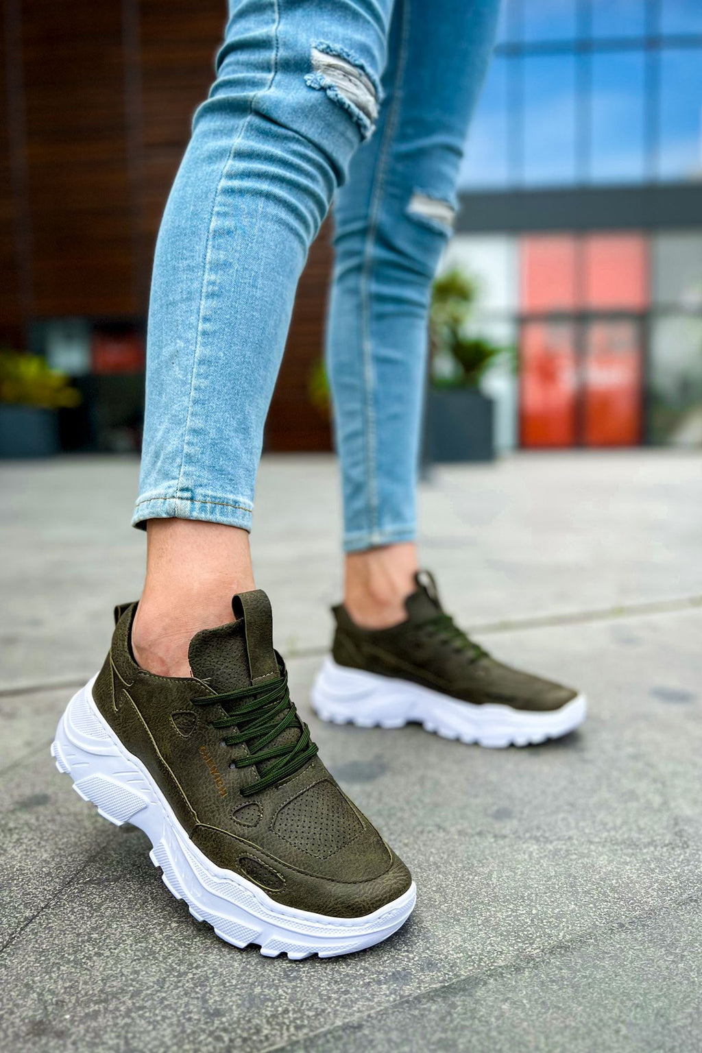 Low Top Lace Up Bağcıklı Erkek Spor Ayakkabı Haki