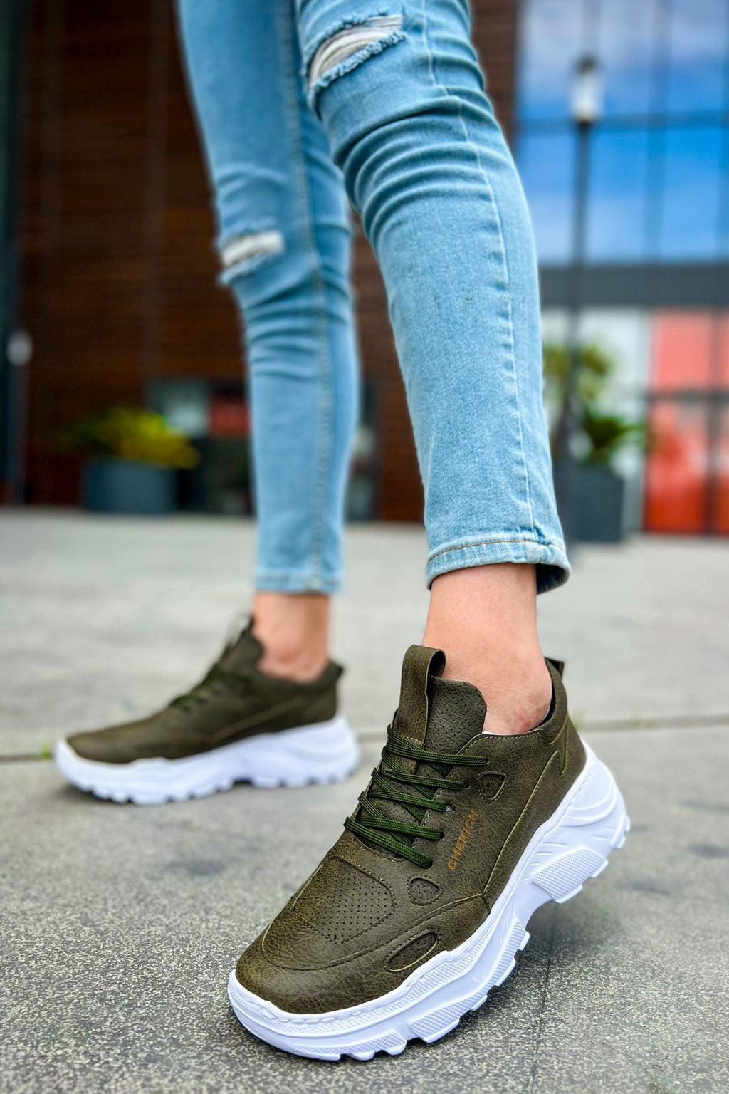 Low Top Lace Up Bağcıklı Erkek Spor Ayakkabı Haki