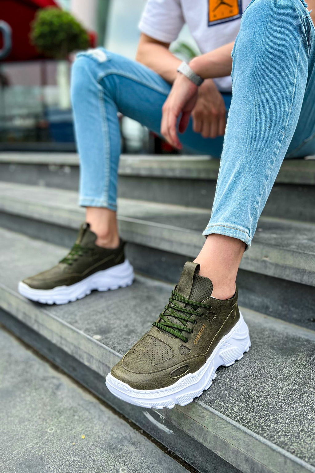 Low Top Lace Up Bağcıklı Erkek Spor Ayakkabı Haki