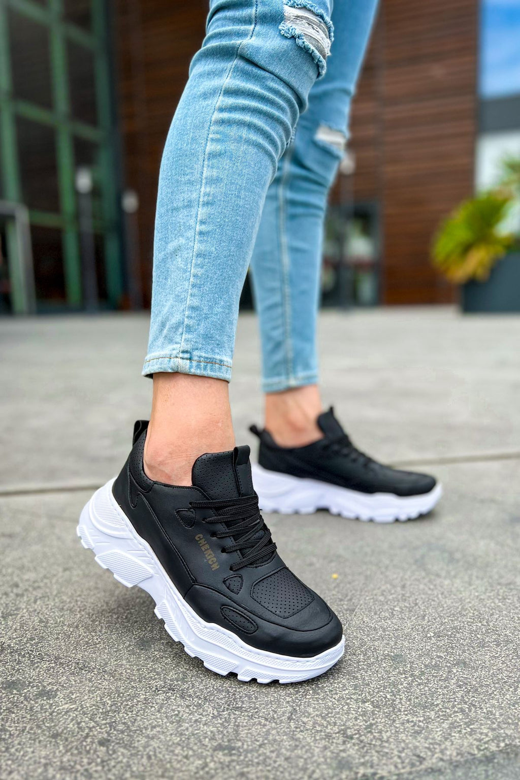 Low Top Lace Up Bağcıklı Erkek Spor Ayakkabı Siyah Beyaz