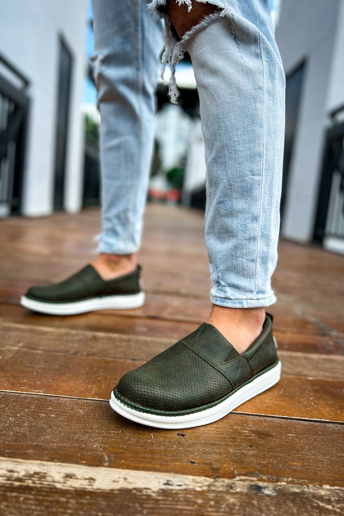 Brecon Bağcıksız Günlük Erkek Casual Ayakkabı Haki