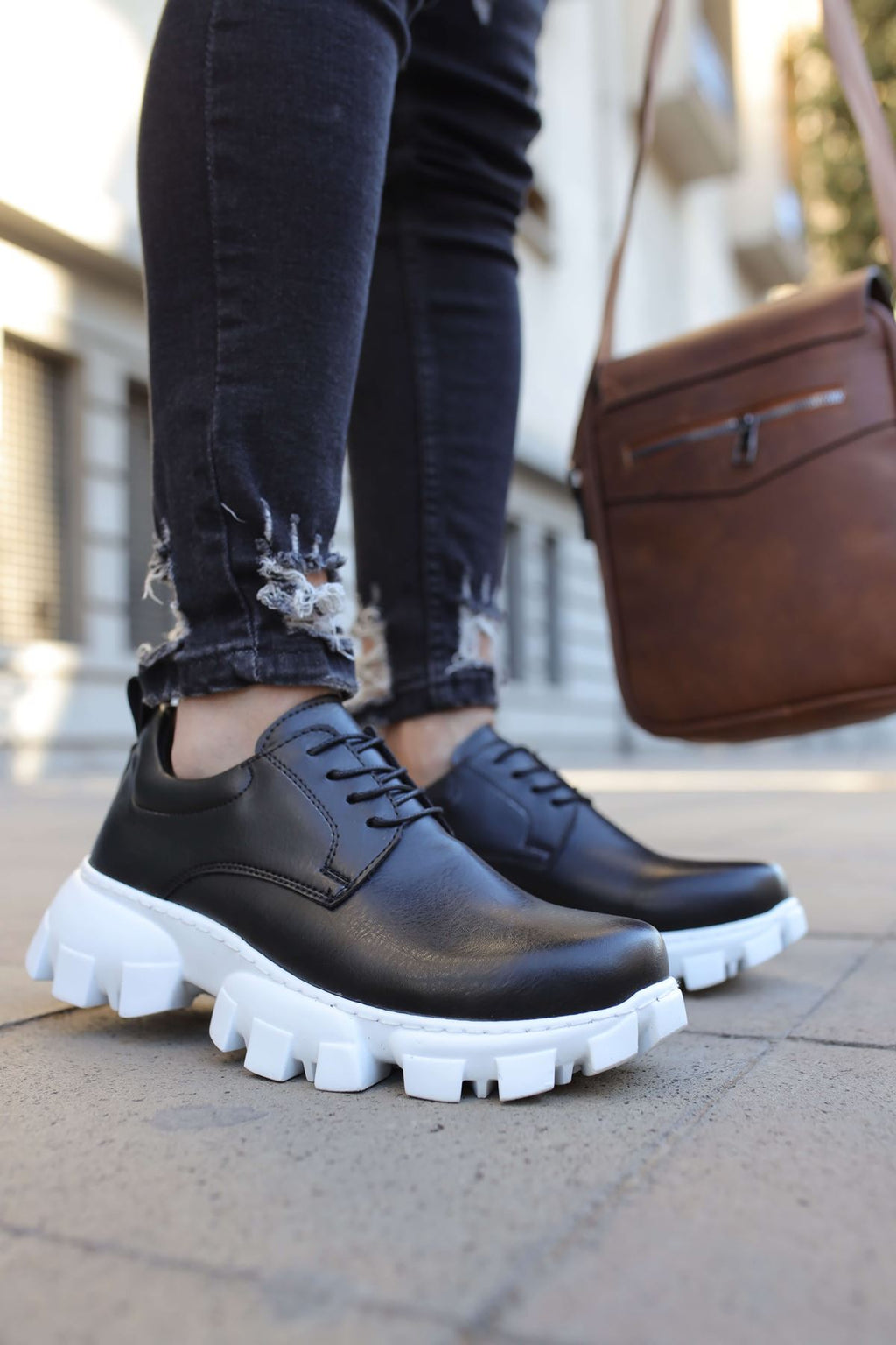 Trox Trakör Taban Erkek Spor Casual Ayakkabı Siyah Beyaz