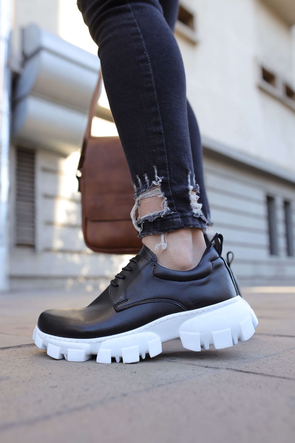 Trox Trakör Taban Erkek Spor Casual Ayakkabı Siyah Beyaz