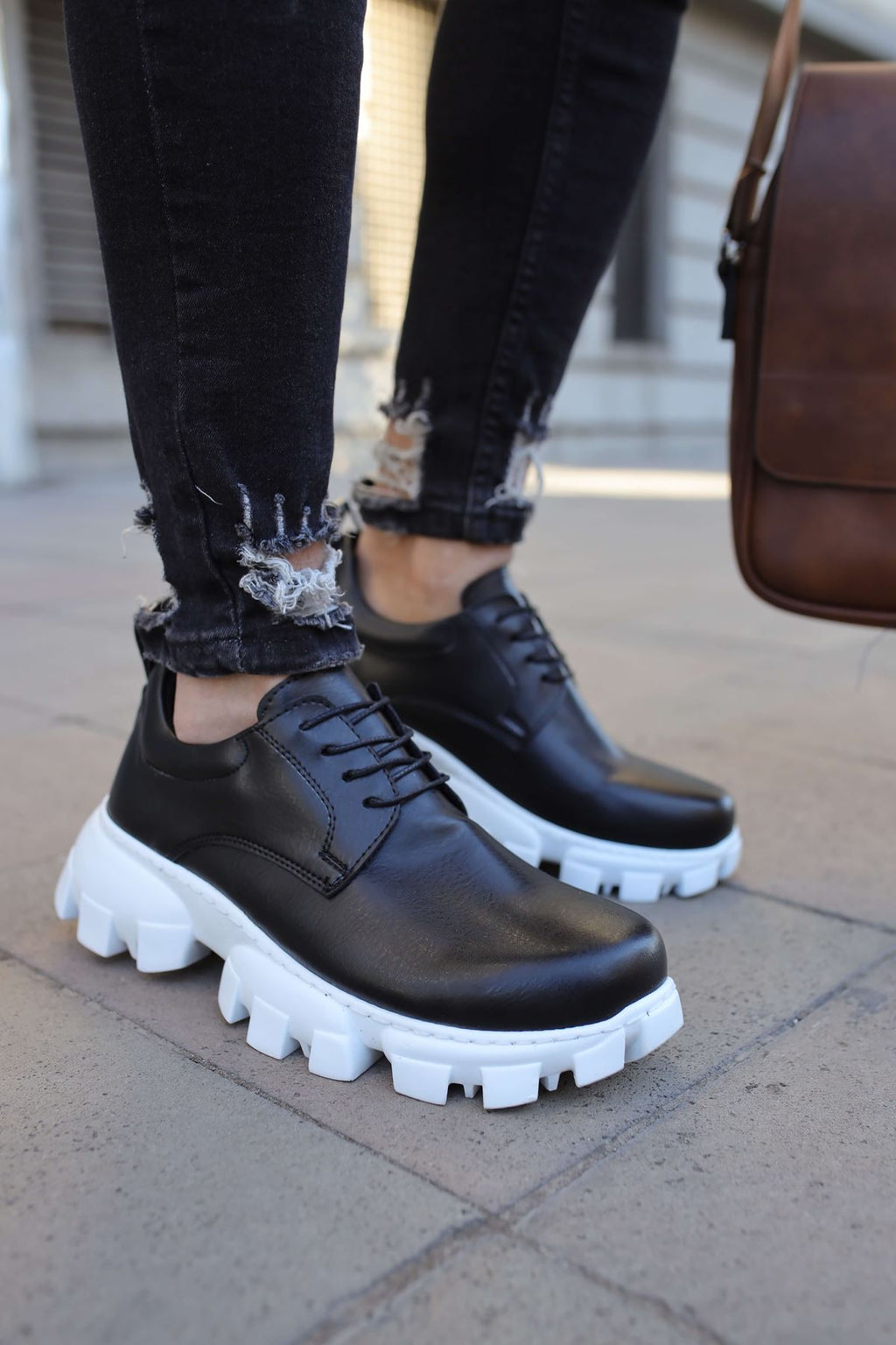 Trox Trakör Taban Erkek Spor Casual Ayakkabı Siyah Beyaz