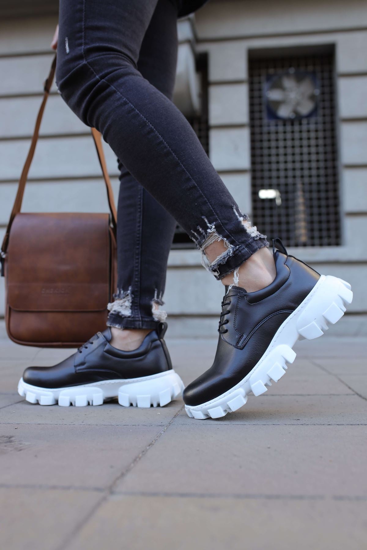 Trox Trakör Taban Erkek Spor Casual Ayakkabı Siyah Beyaz