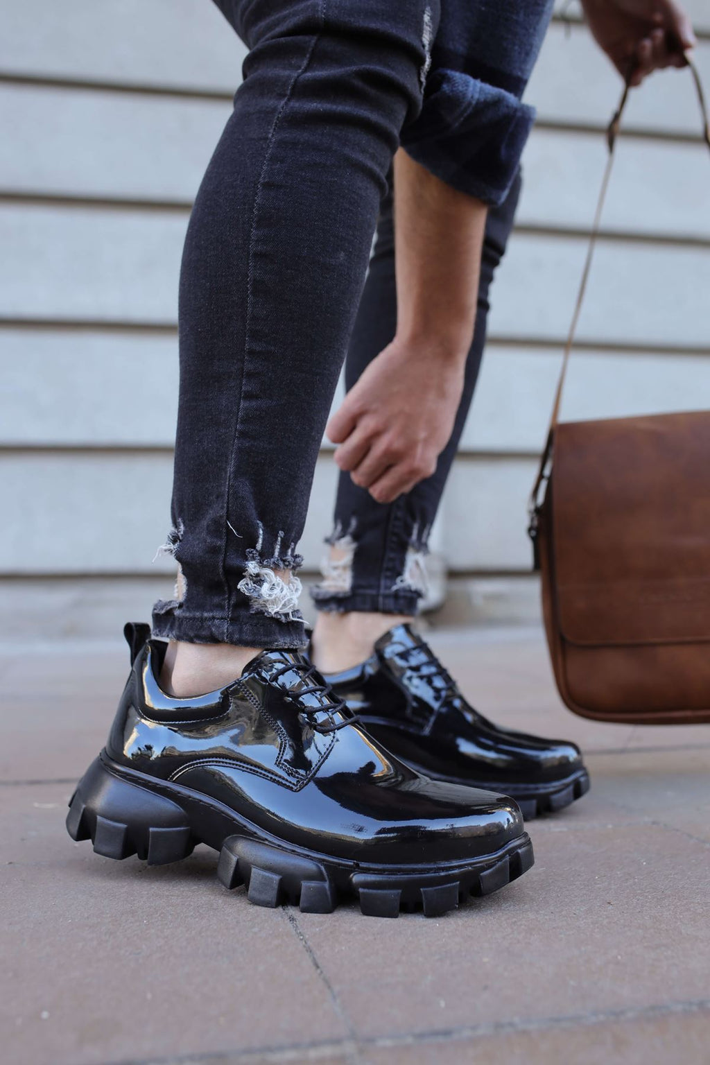 Trox Trakör Taban Erkek Spor Casual Ayakkabı Siyah Rugan