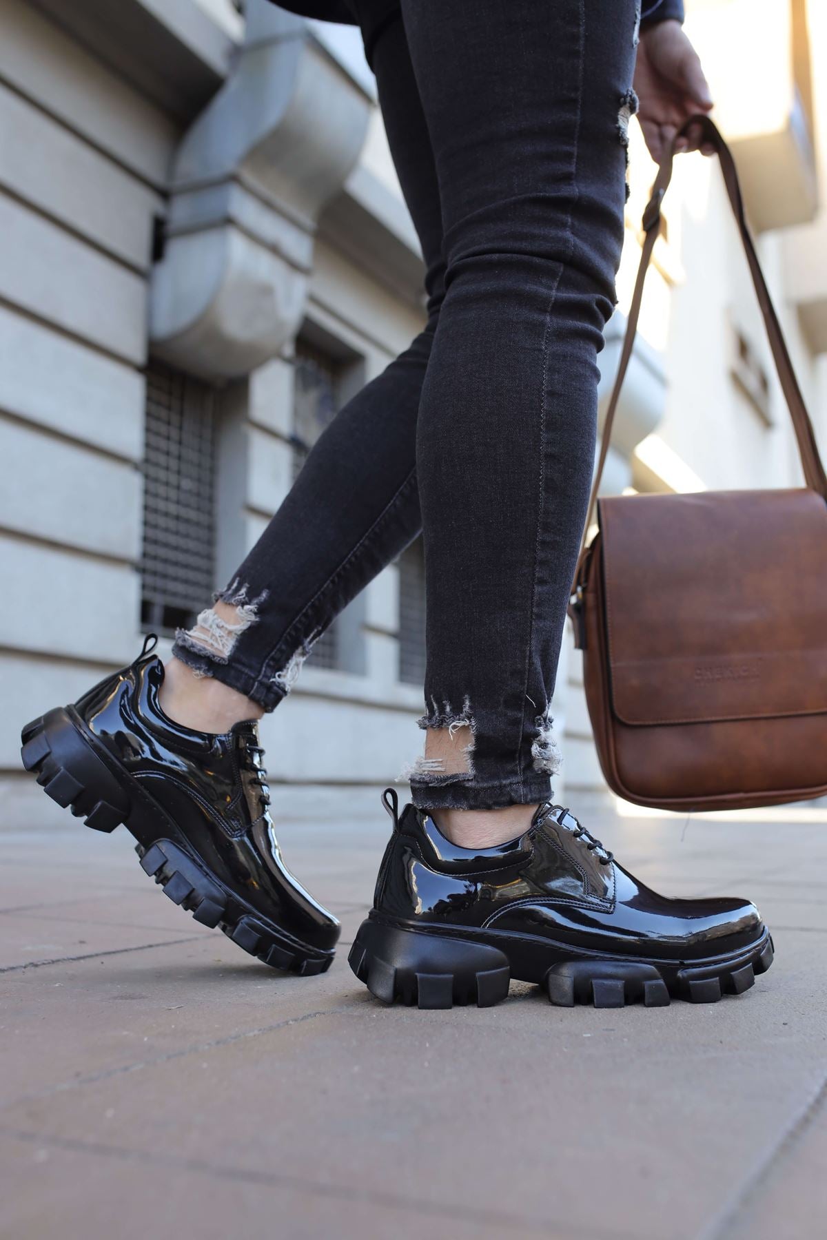 Trox Trakör Taban Erkek Spor Casual Ayakkabı Siyah Rugan