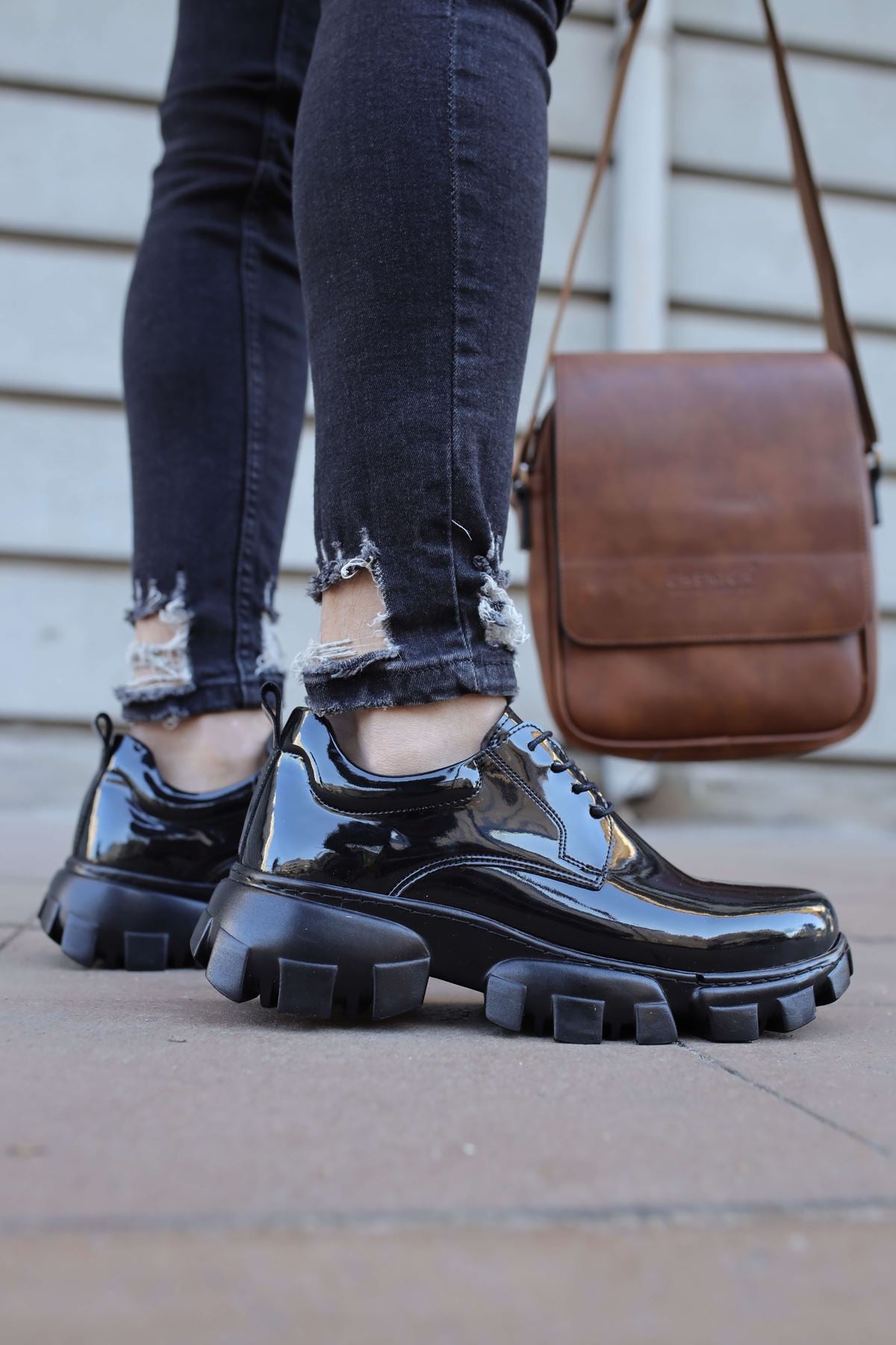 Trox Trakör Taban Erkek Spor Casual Ayakkabı Siyah Rugan