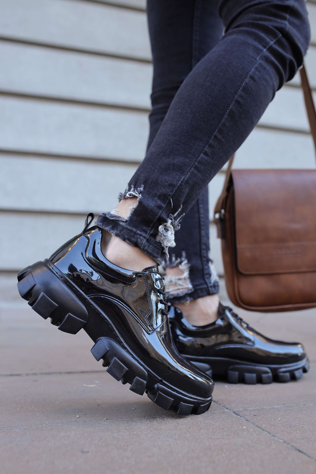 Trox Trakör Taban Erkek Spor Casual Ayakkabı Siyah Rugan