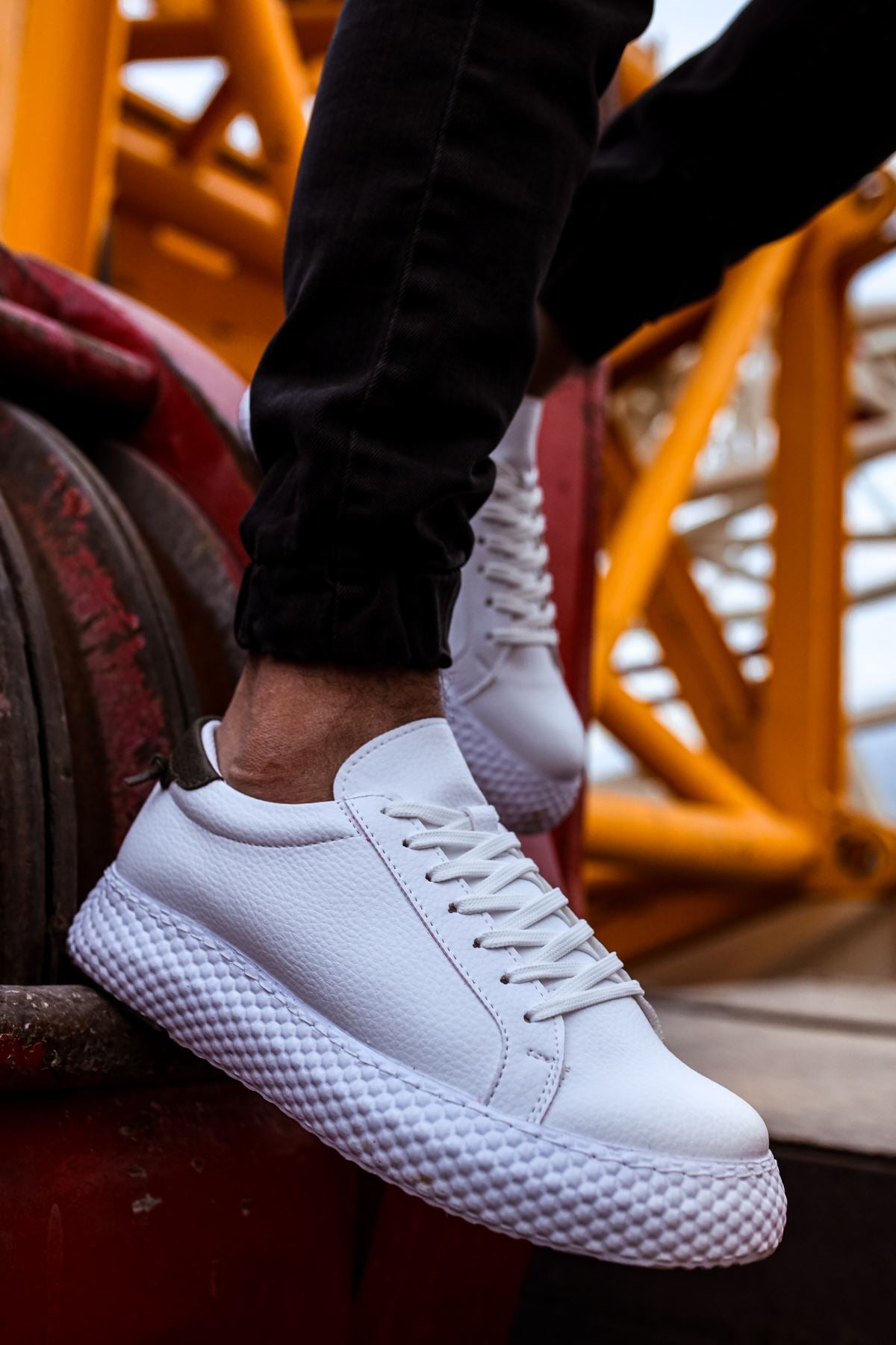 Felibord Bağcıklı Basic Erkek Sneaker Beyaz Haki