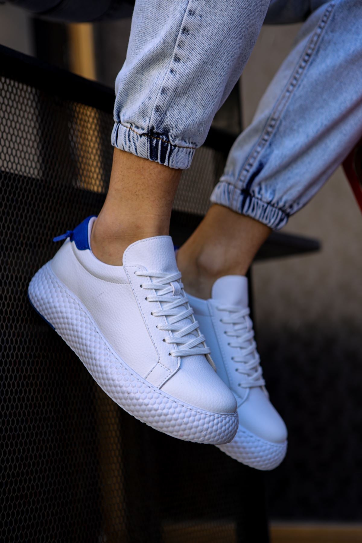 Felibord Bağcıklı Basic Erkek Sneaker Beyaz Sax