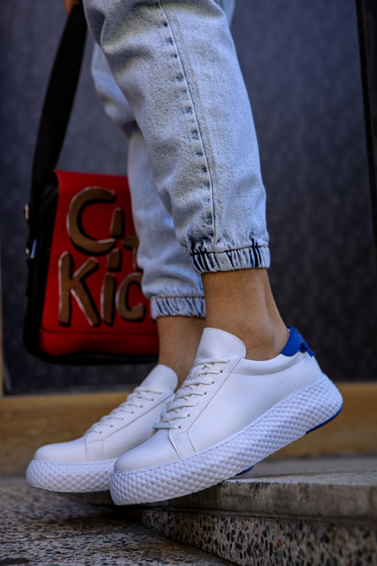 Felibord Bağcıklı Basic Erkek Sneaker Beyaz Sax