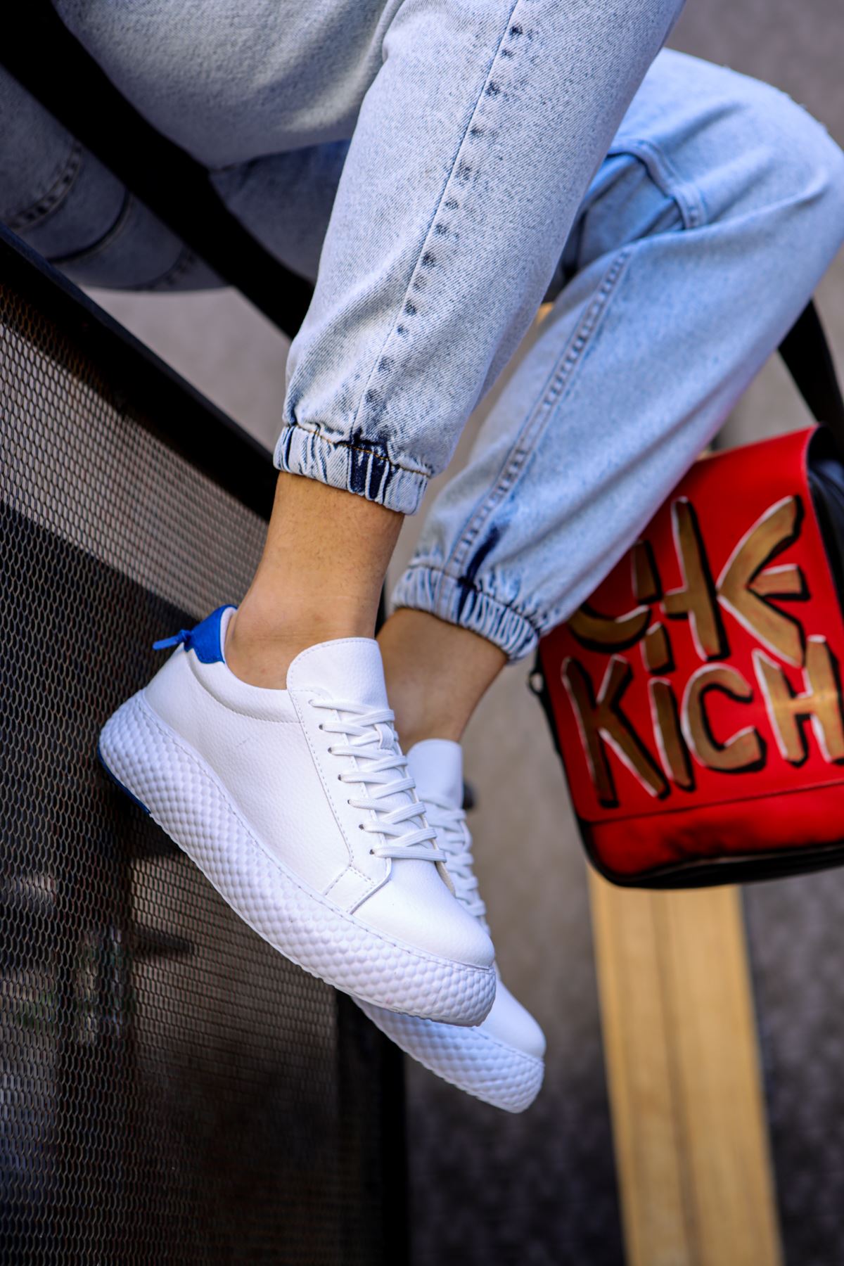 Felibord Bağcıklı Basic Erkek Sneaker Beyaz Sax