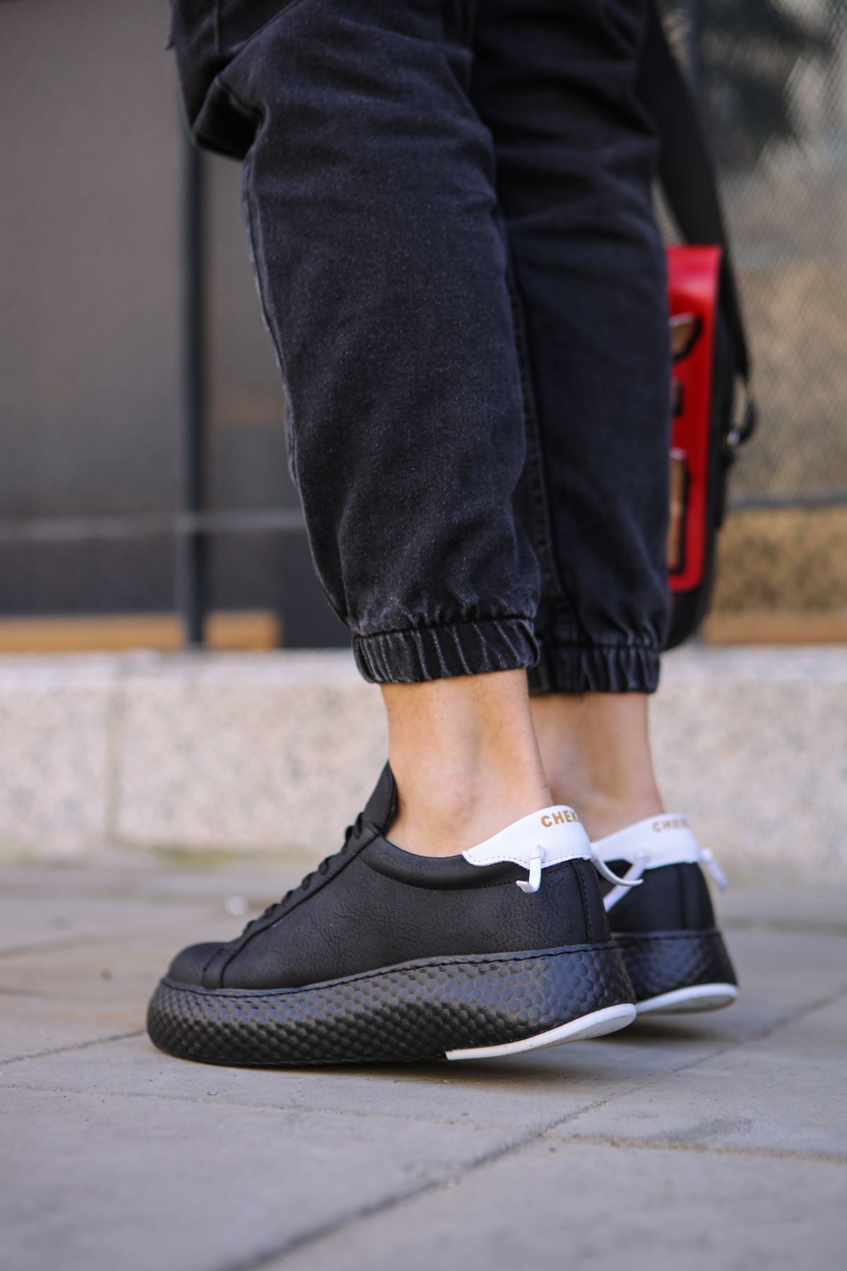 Felibord Bağcıklı Basic Erkek Sneaker Beyaz Siyah Beyaz