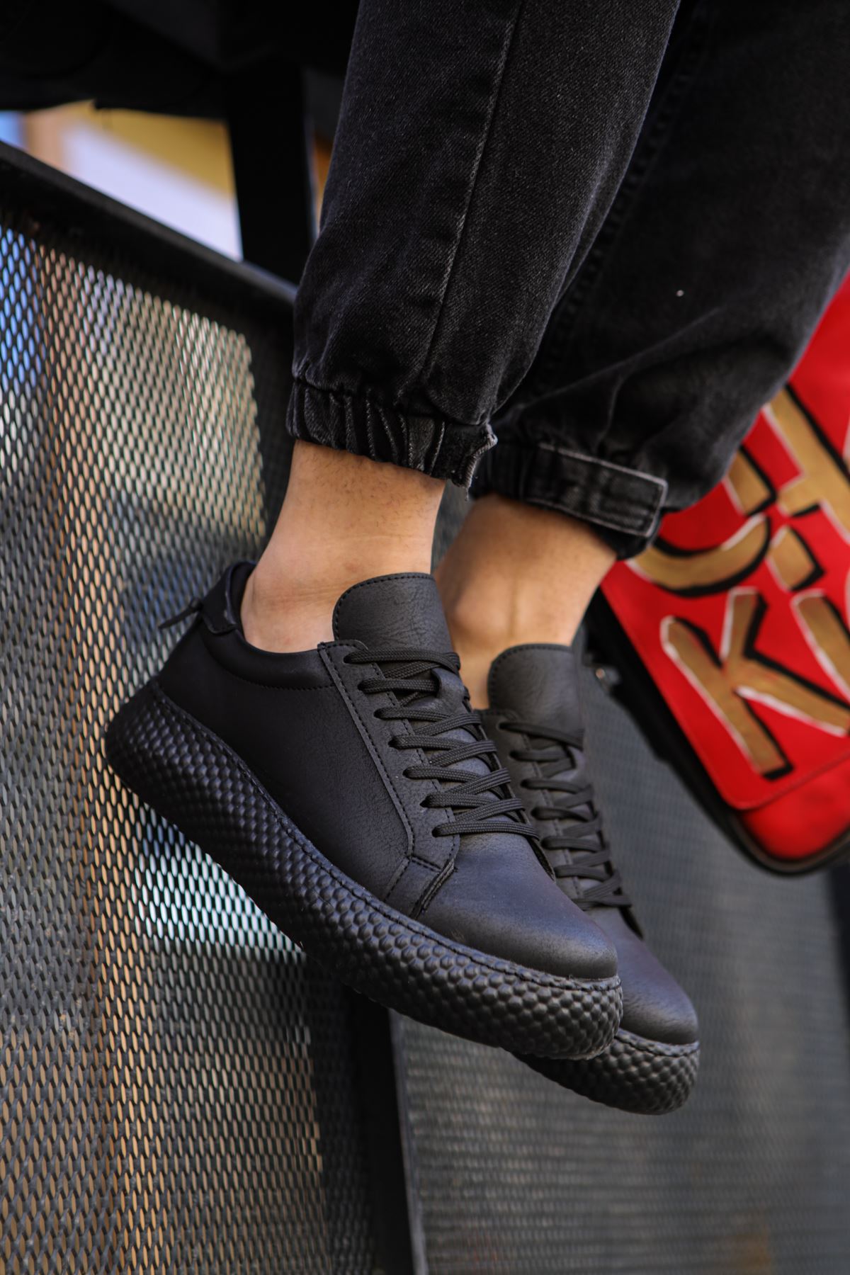 Felibord Bağcıklı Basic Erkek Sneaker Beyaz Siyah