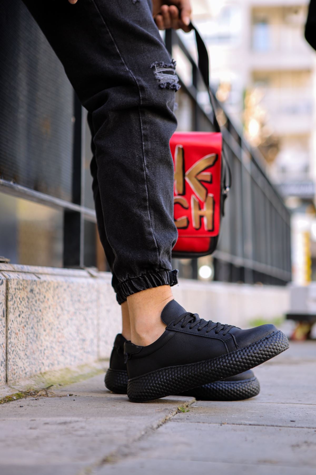 Felibord Bağcıklı Basic Erkek Sneaker Beyaz Siyah