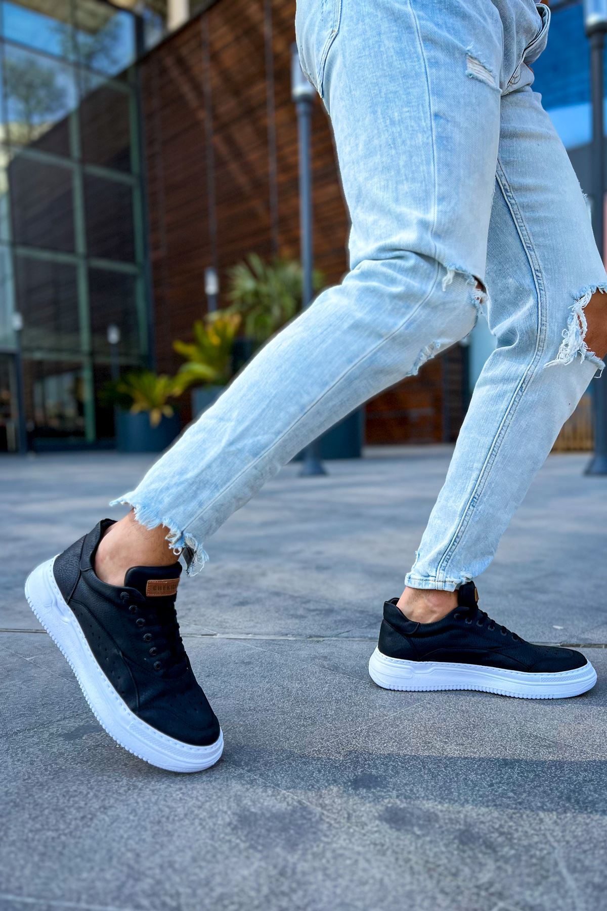 ZRC115 Premium Günlük Erkek Spor Sneaker Siyah Beyaz