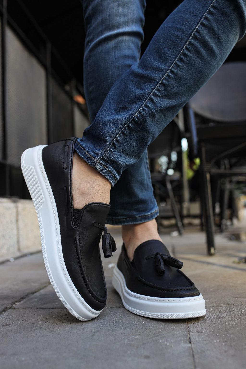 Loafer-X Günlük Erkek Loafer Ayakkabı Siyah Beyaz