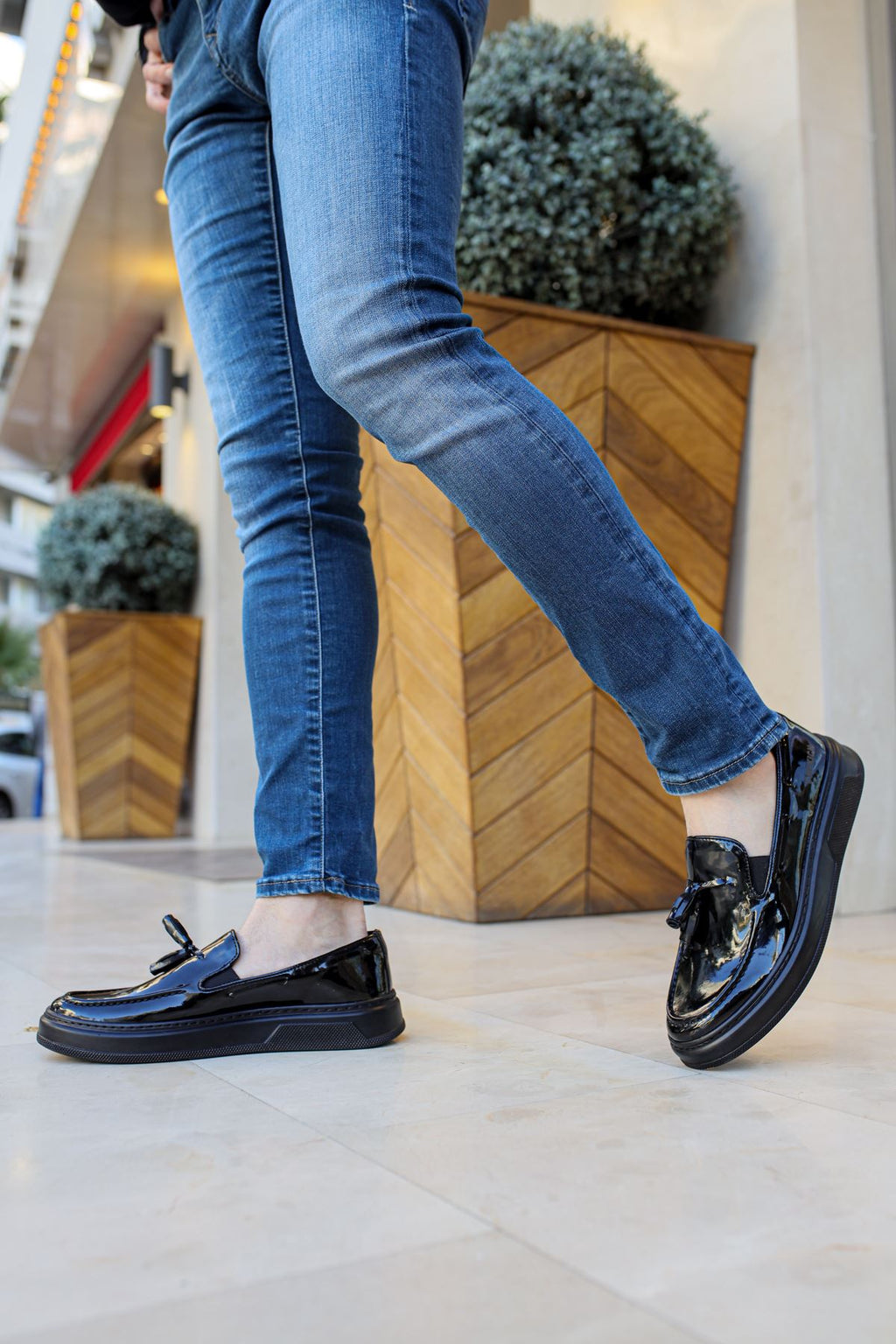 Loafer-X Günlük Erkek Loafer Ayakkabı Siyah Rugan