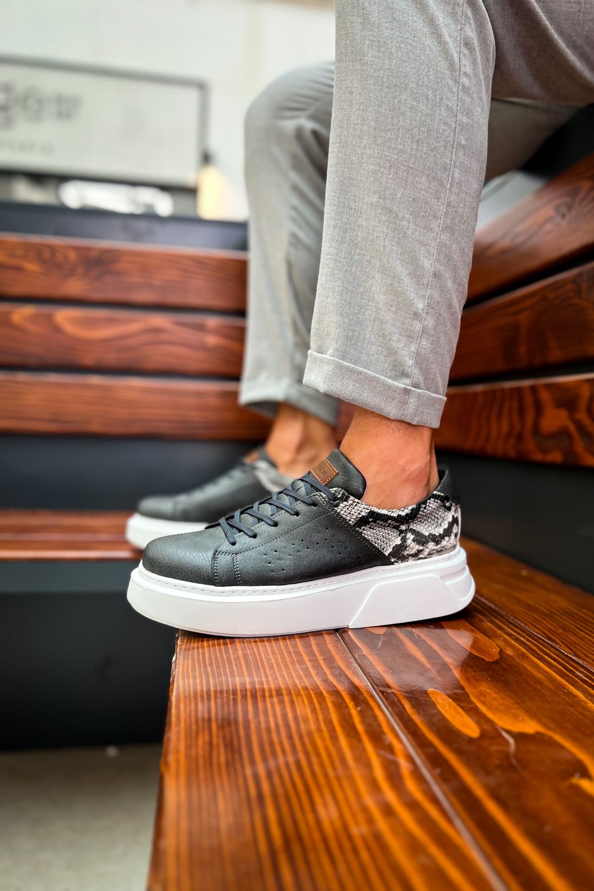 Sauerbergg Premium Bağcıklı Kalın Taban Erkek Ayakkabı Antrasit