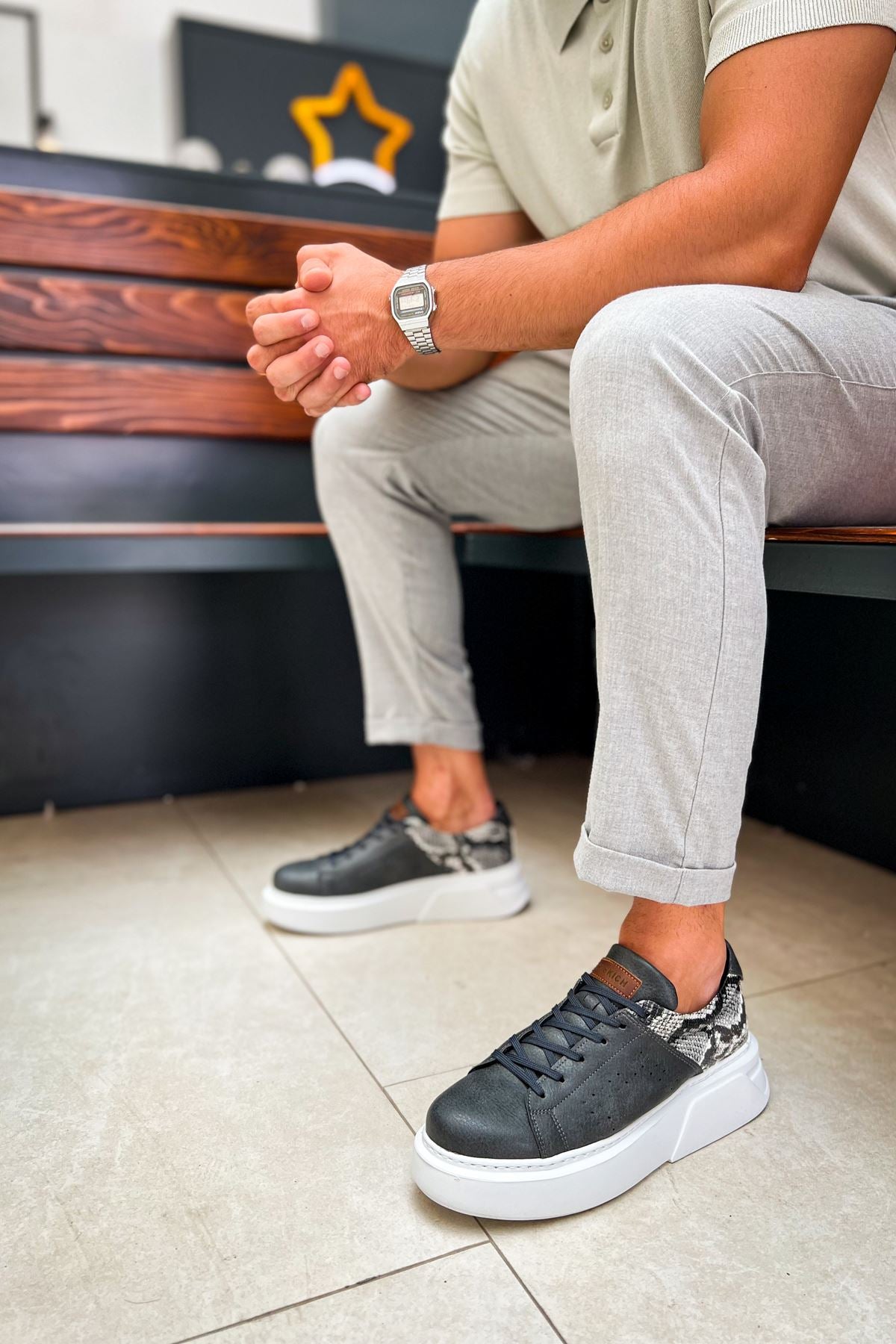 Sauerbergg Premium Bağcıklı Kalın Taban Erkek Ayakkabı Antrasit