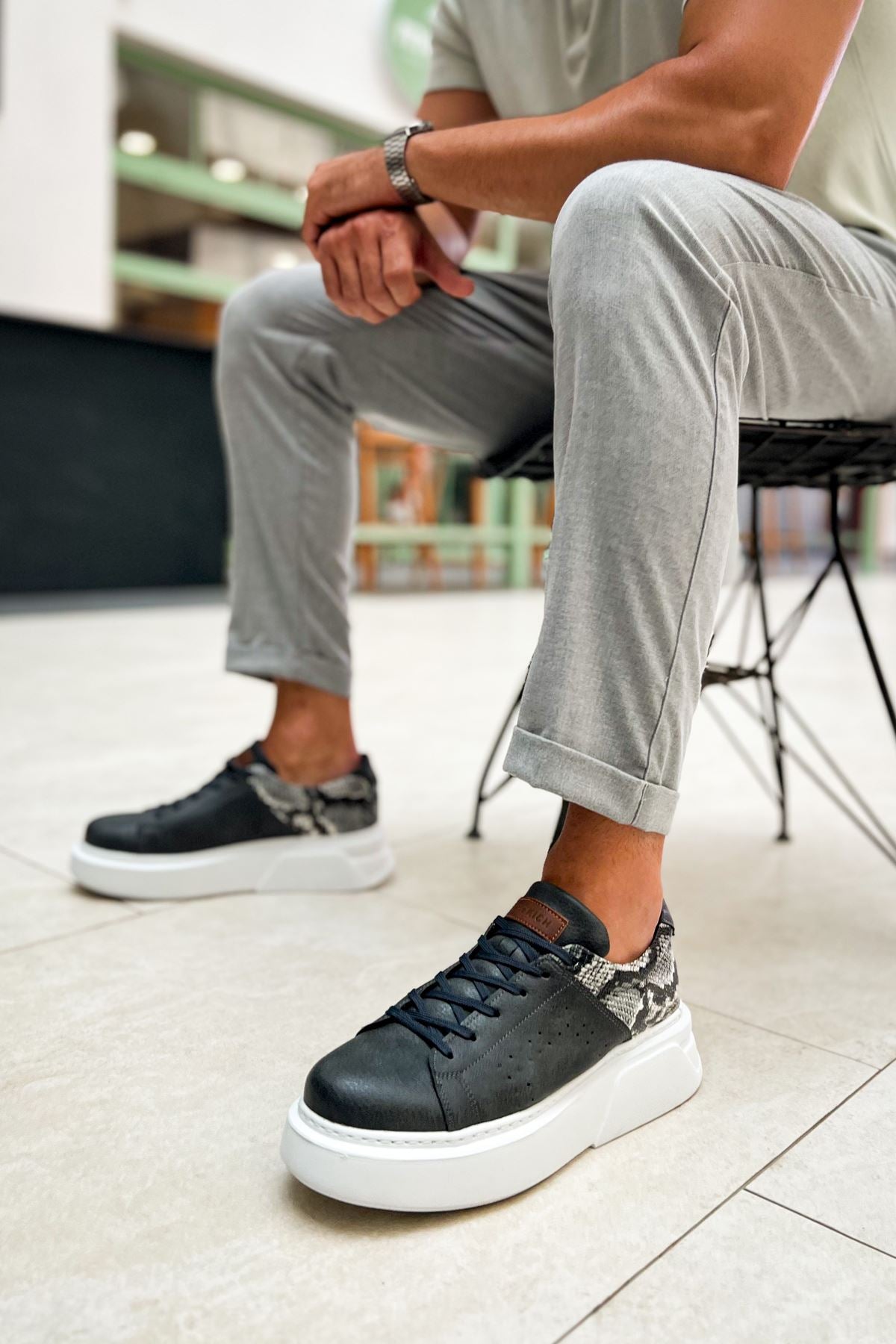 Sauerbergg Premium Bağcıklı Kalın Taban Erkek Ayakkabı Antrasit