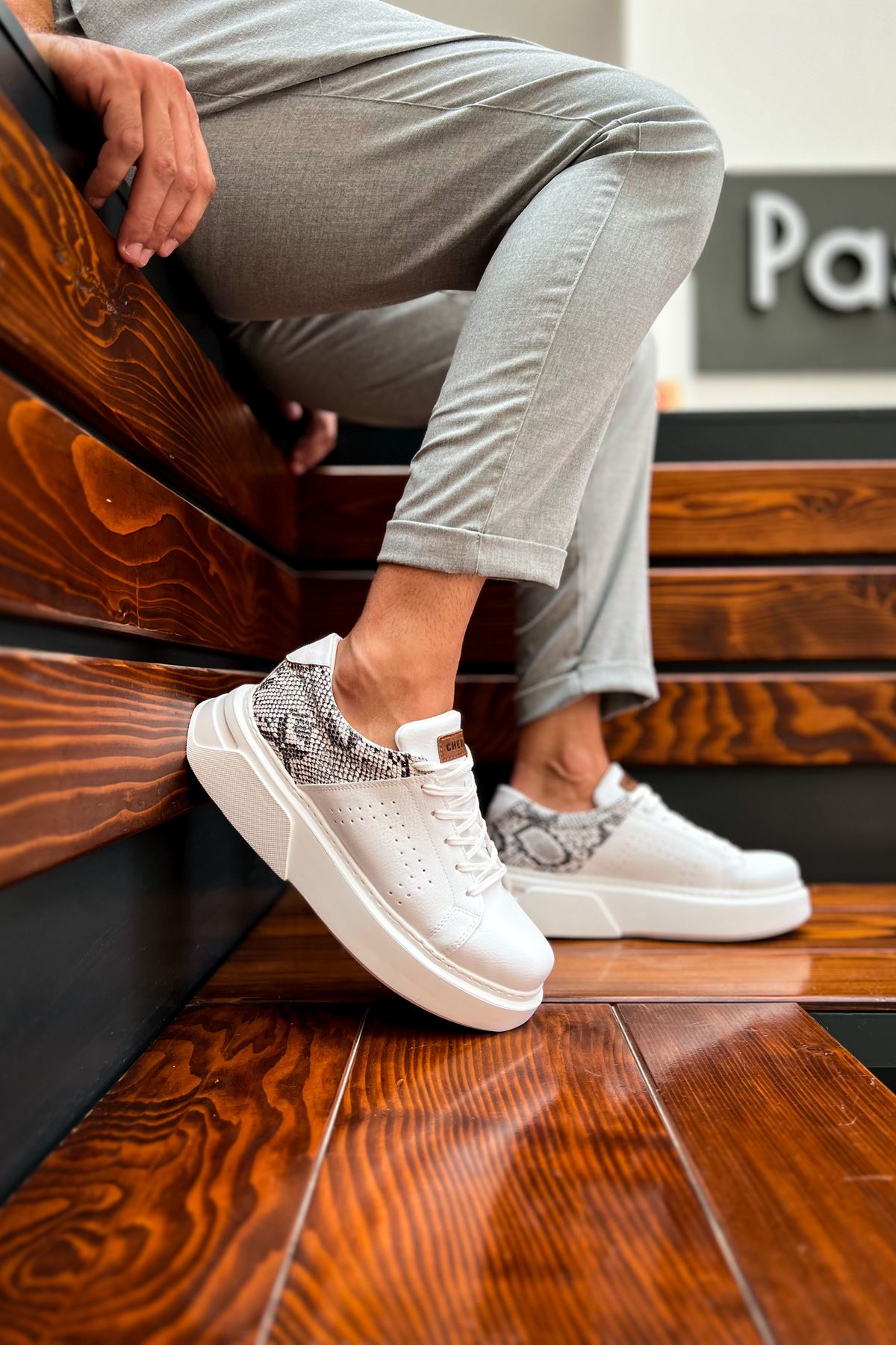 Sauerbergg Premium Bağcıklı Kalın Taban Erkek Ayakkabı Beyaz