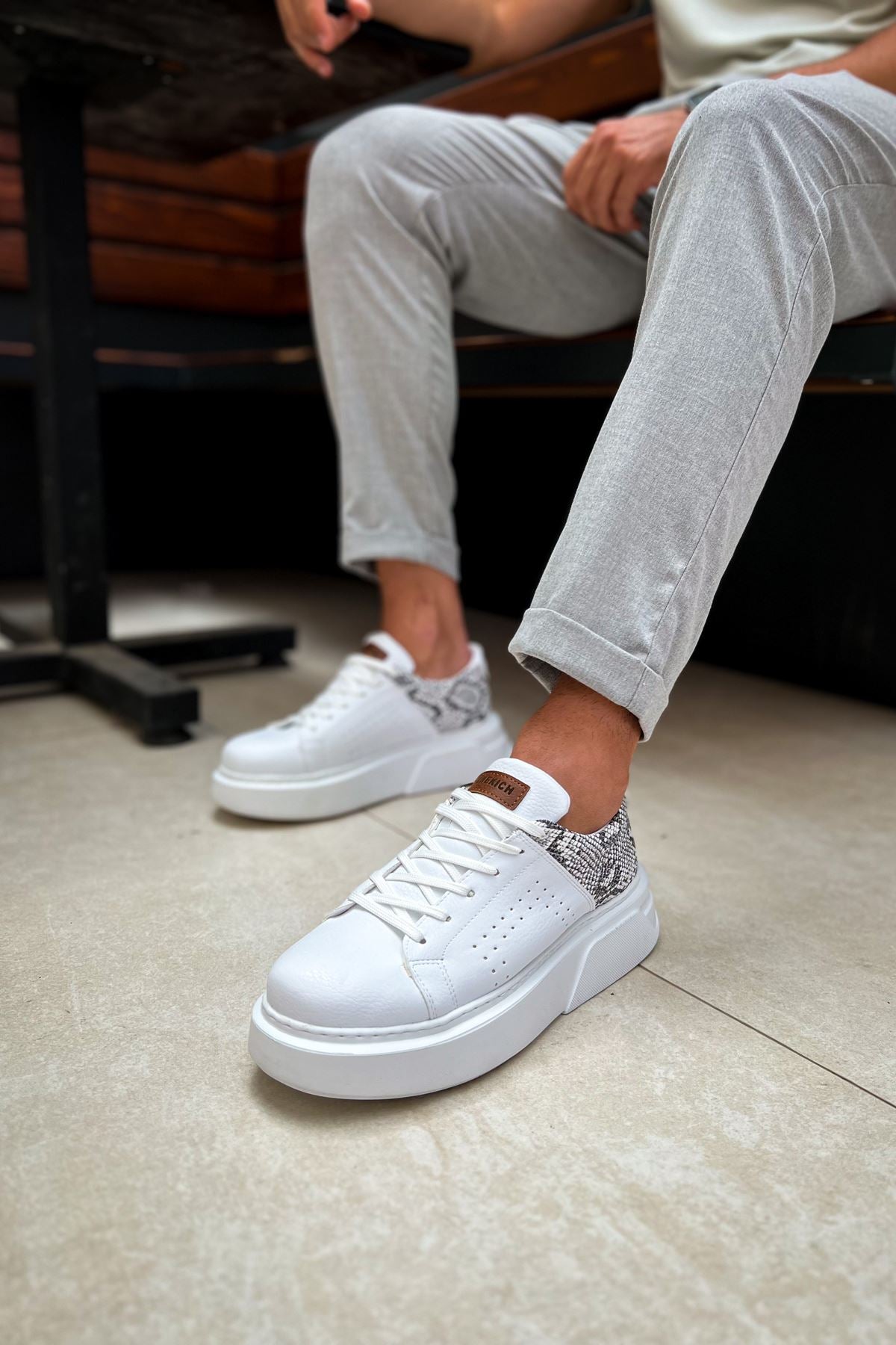 Sauerbergg Premium Bağcıklı Kalın Taban Erkek Ayakkabı Beyaz