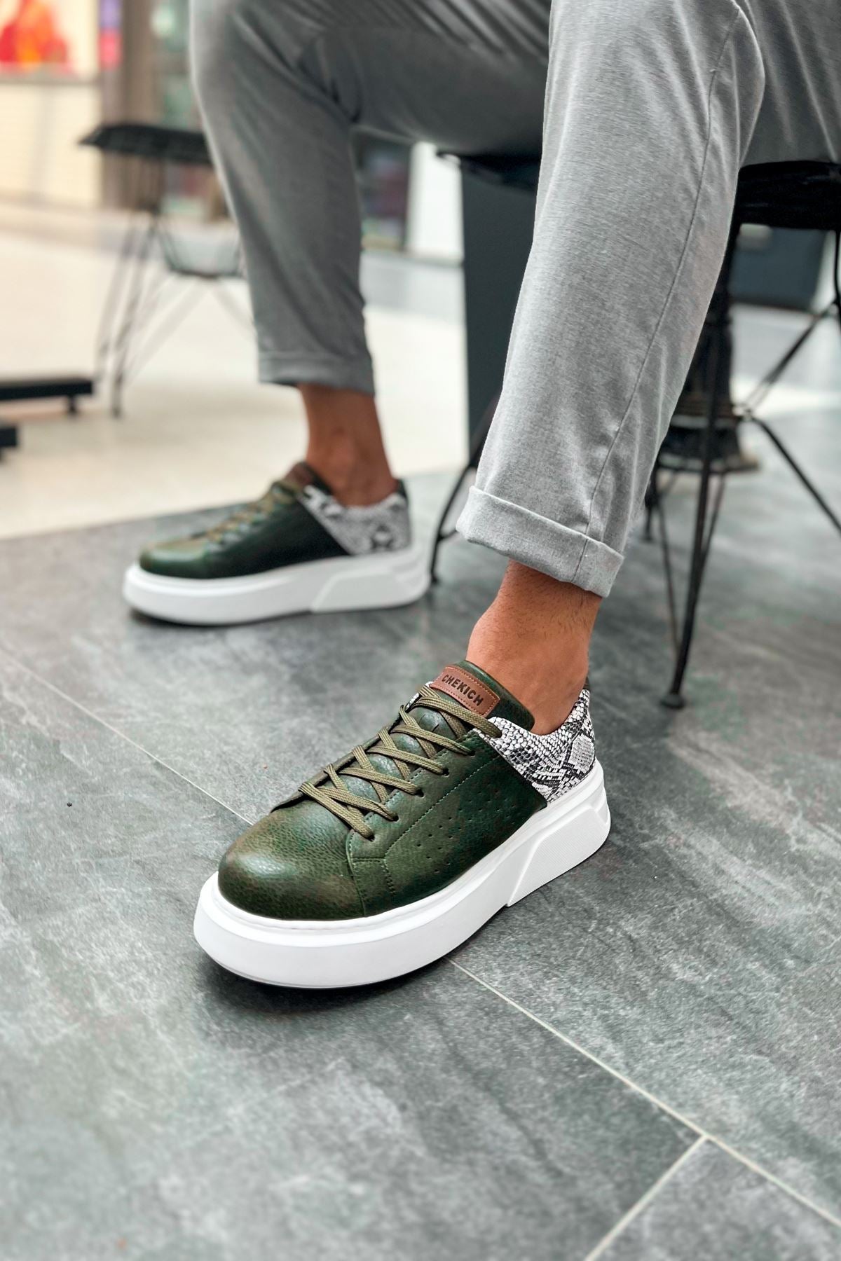 Sauerbergg Premium Bağcıklı Kalın Taban Erkek Ayakkabı Haki