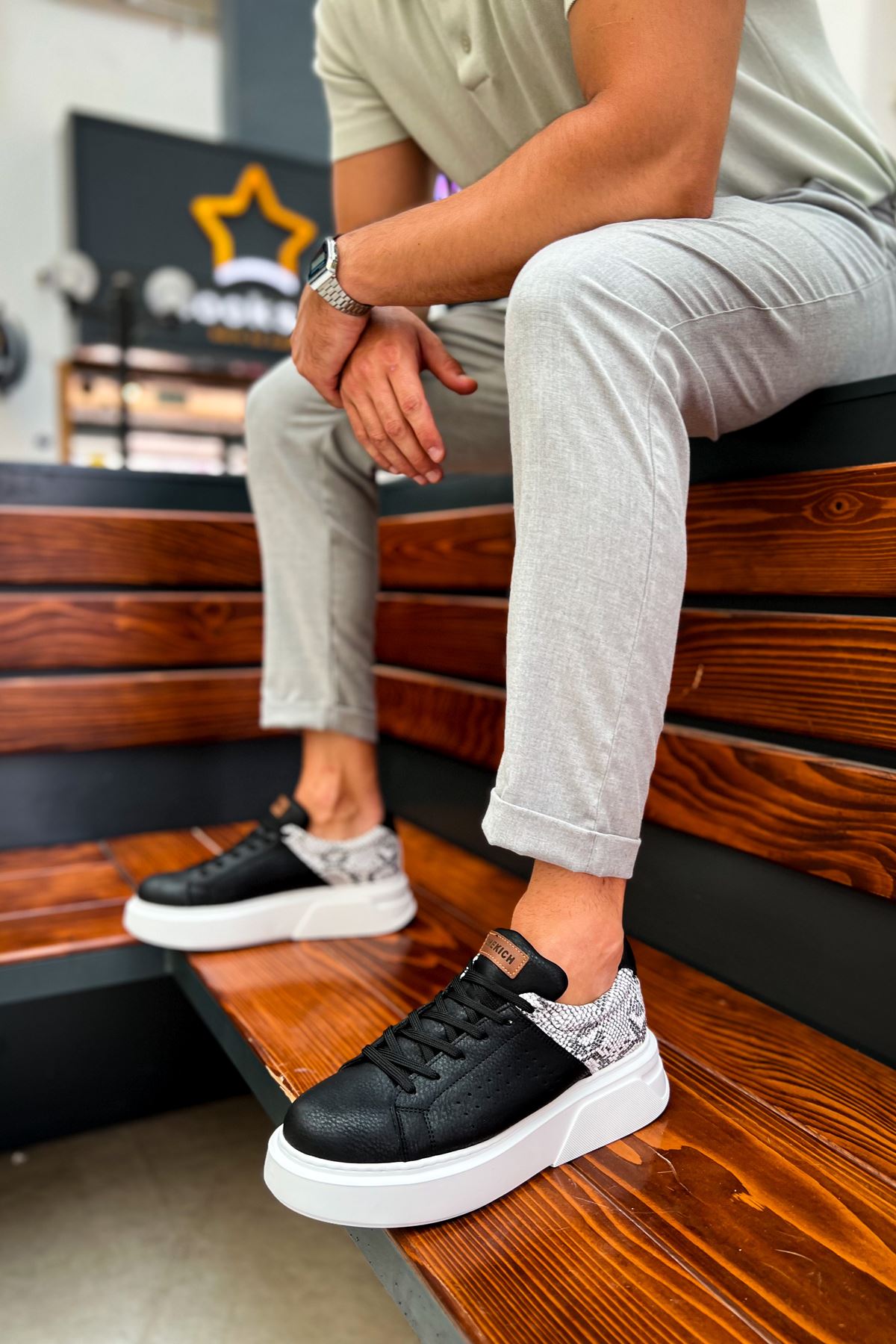 Sauerbergg Premium Bağcıklı Kalın Taban Erkek Ayakkabı Siyah