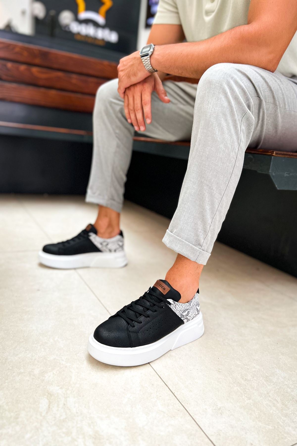 Sauerbergg Premium Bağcıklı Kalın Taban Erkek Ayakkabı Siyah