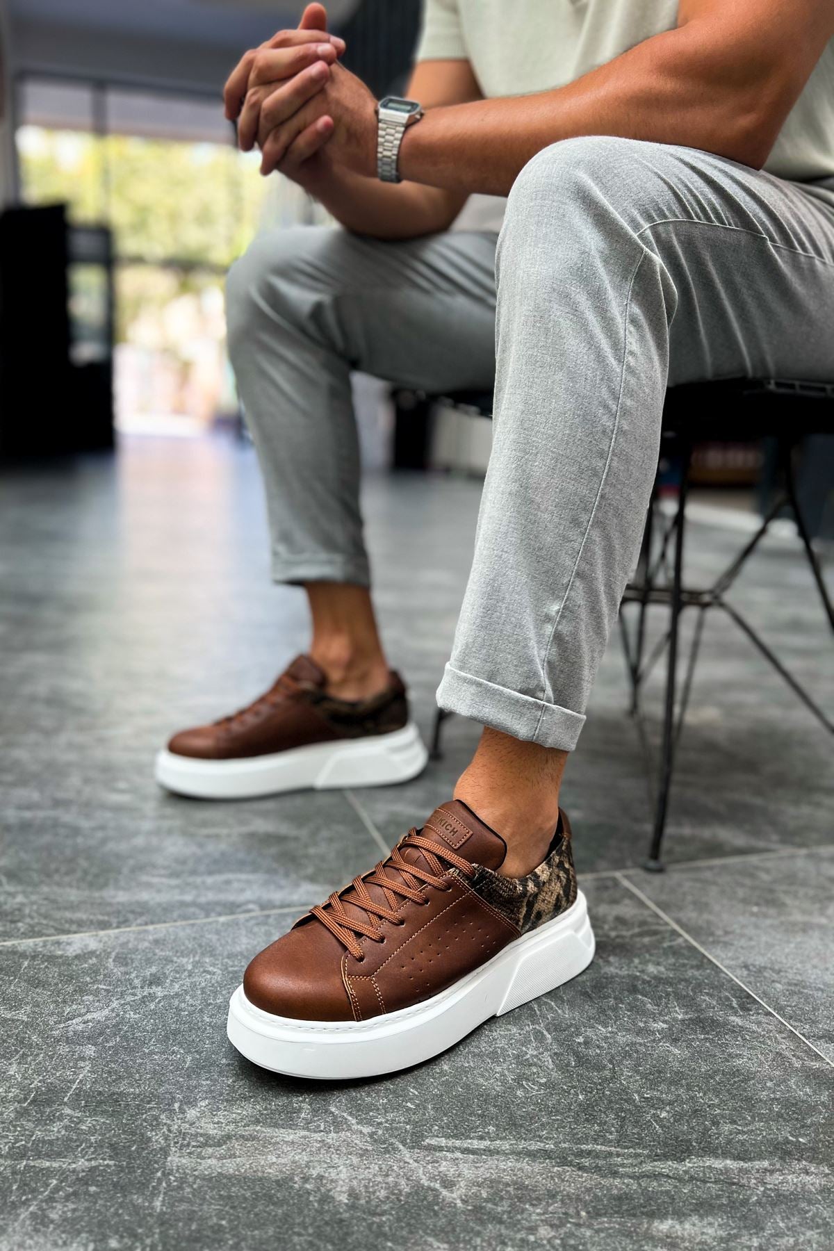 Sauerbergg Premium Bağcıklı Kalın Taban Erkek Ayakkabı Taba