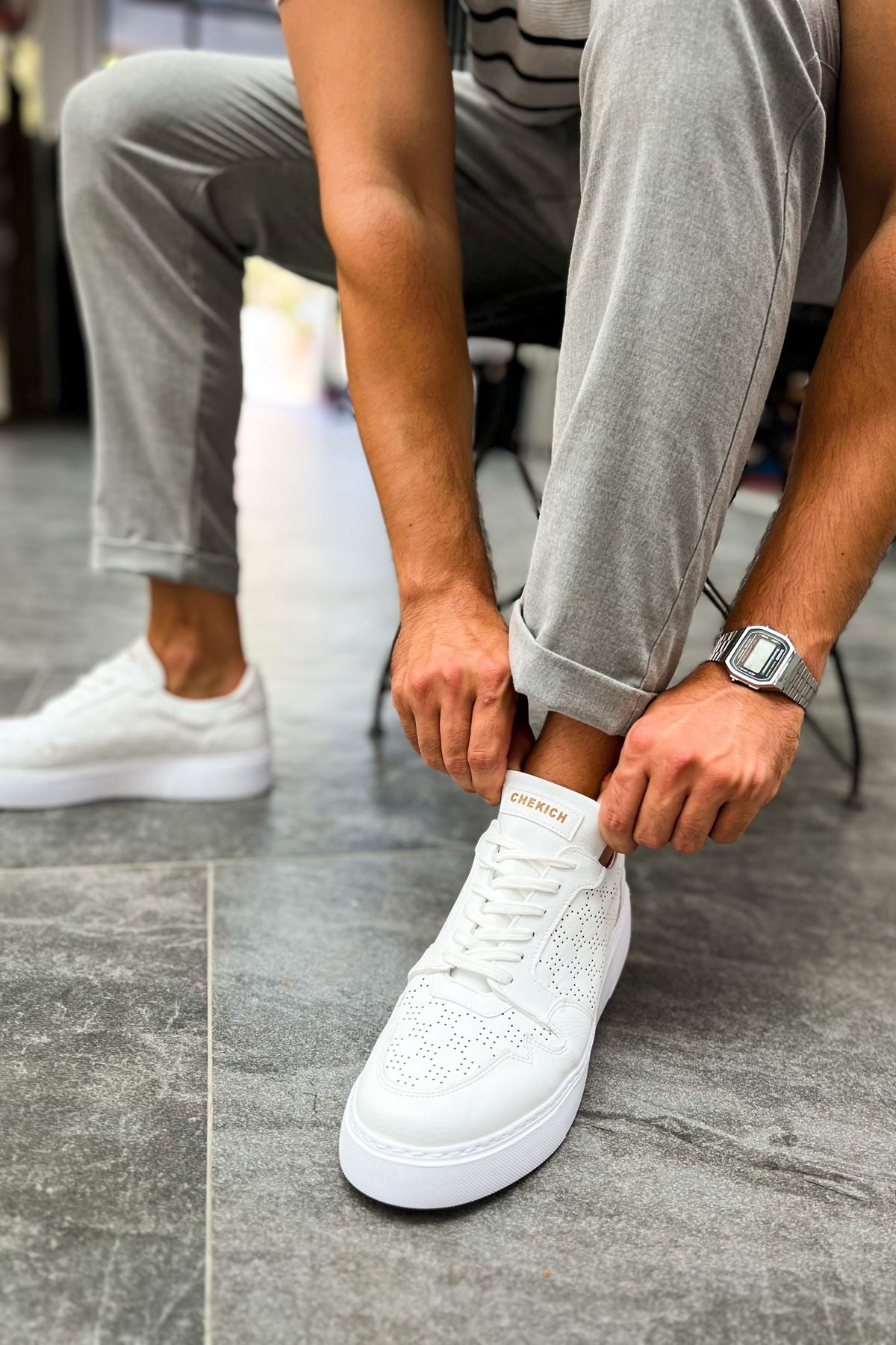 Oxford Günlük Kalın Taban Erkek Sneaker Beyaz