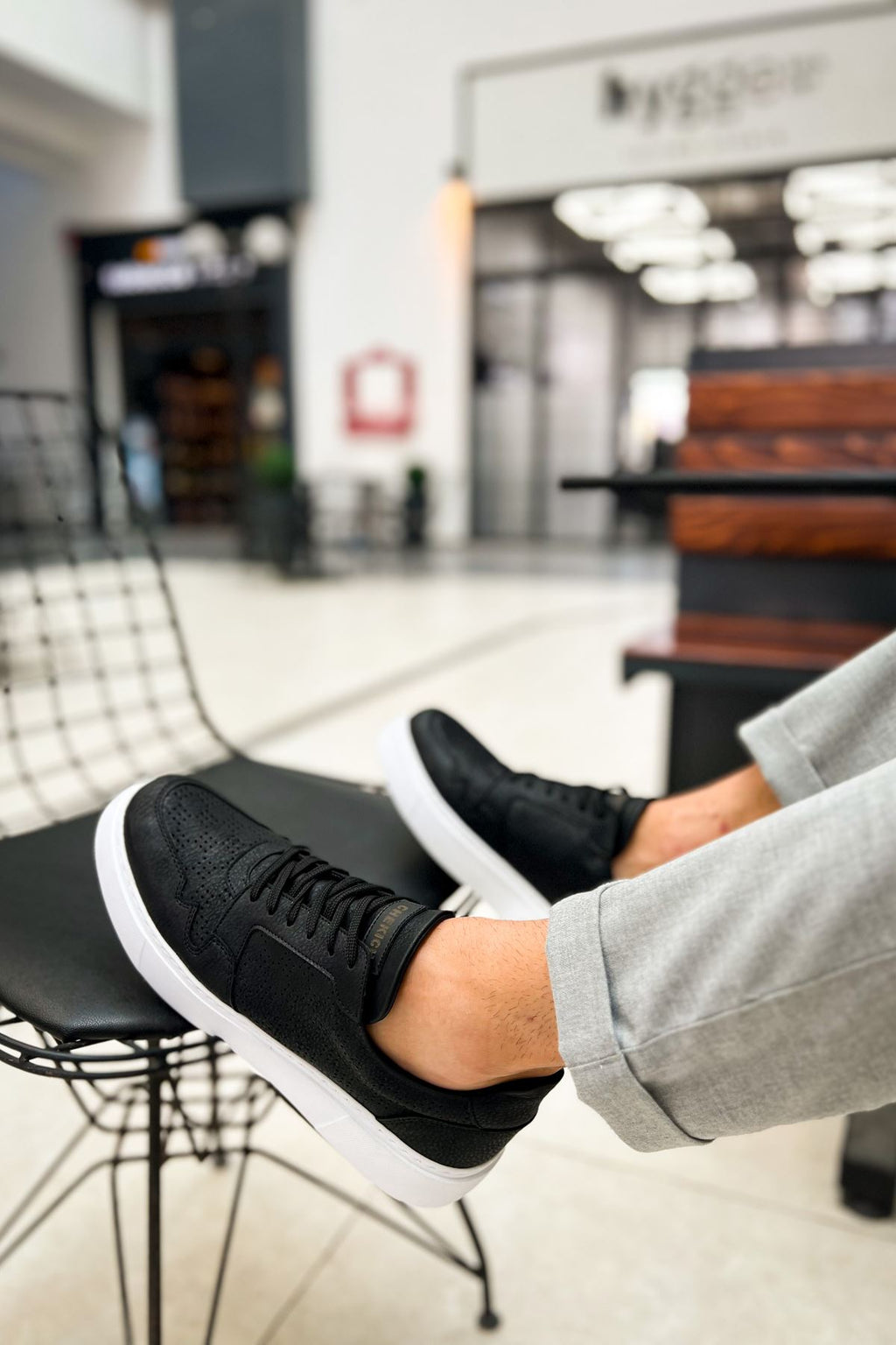 Oxford Günlük Kalın Taban Erkek Sneaker Siyah Beyaz