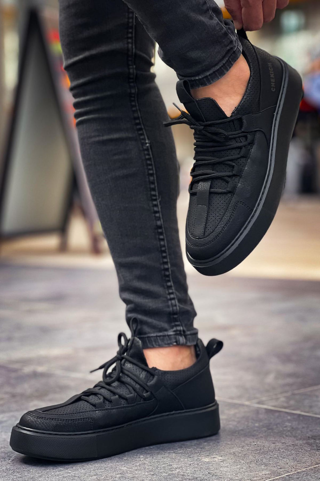 Saturn Premium Bağcıklı Erkek Sneaker Siyah