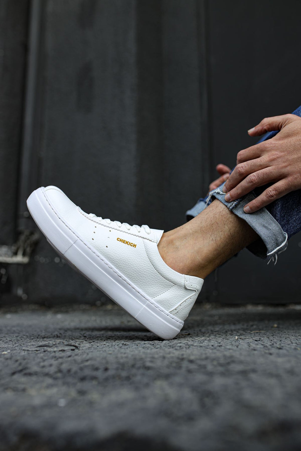 ZRC163 Bağcıklı Kalın Taban Erkek Sneaker Beyaz