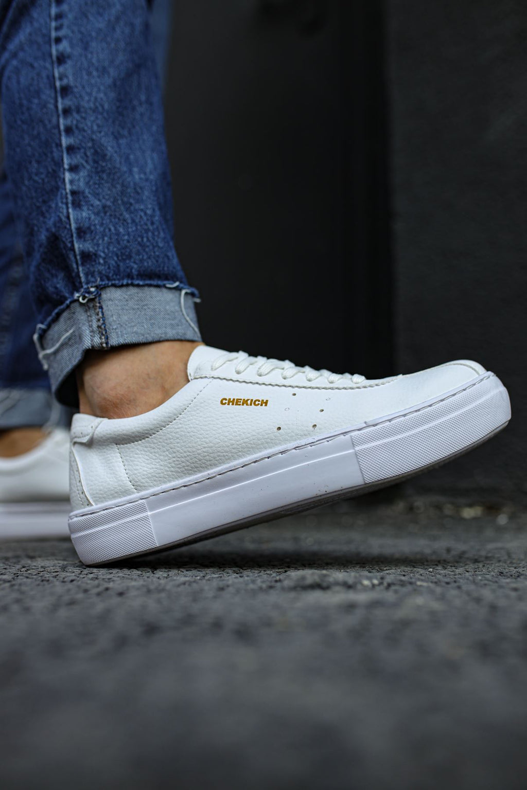 ZRC163 Bağcıklı Kalın Taban Erkek Sneaker Beyaz