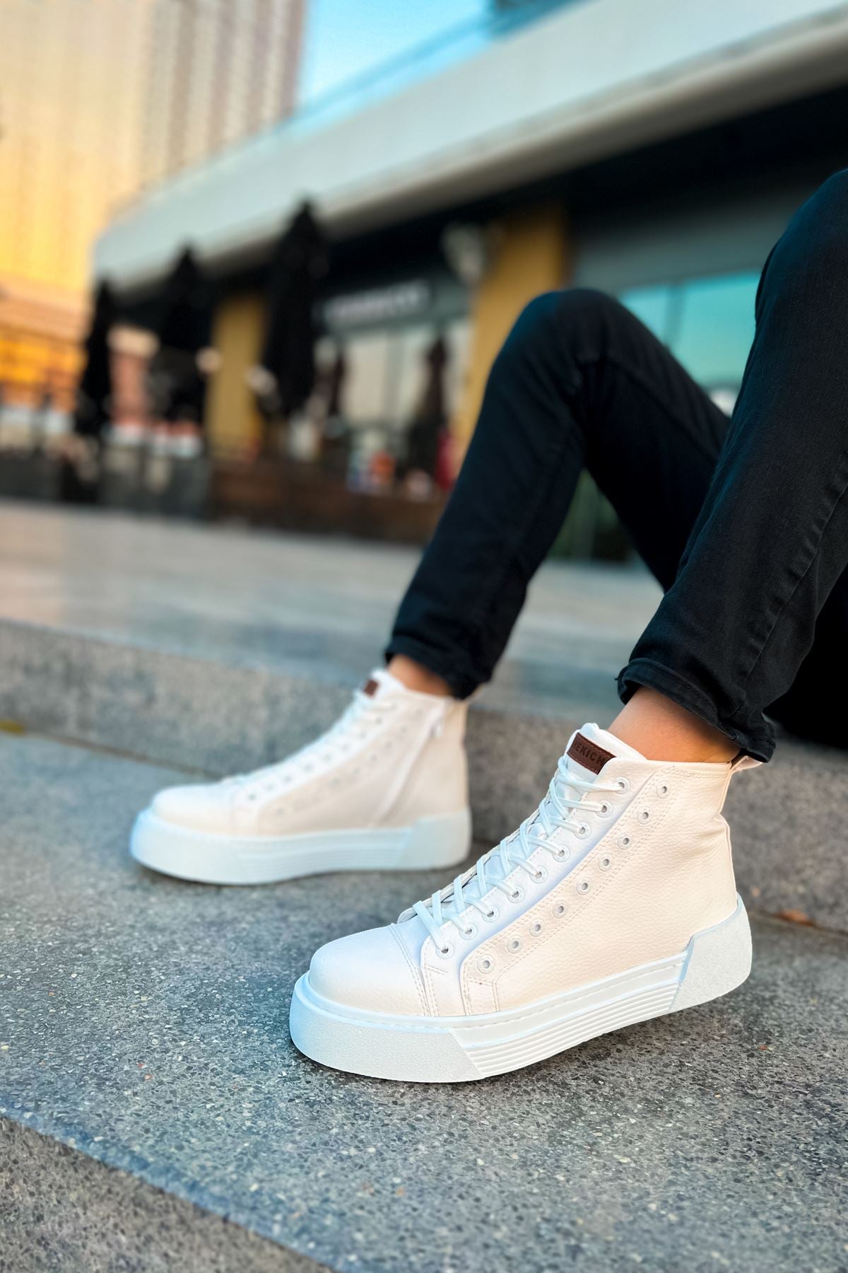 Blazer Kışlık Fermuarlı Erkek Bot Beyaz