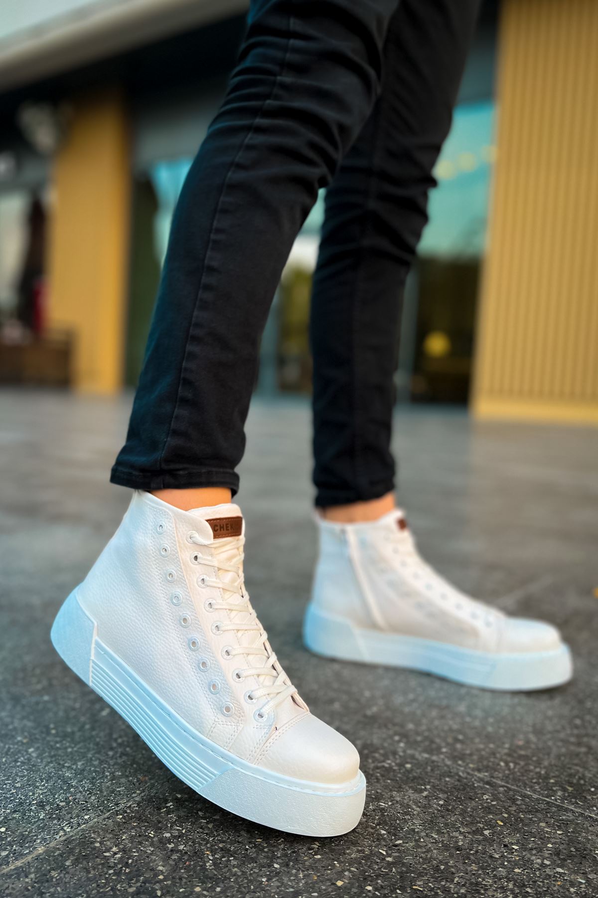 Blazer Kışlık Fermuarlı Erkek Bot Beyaz