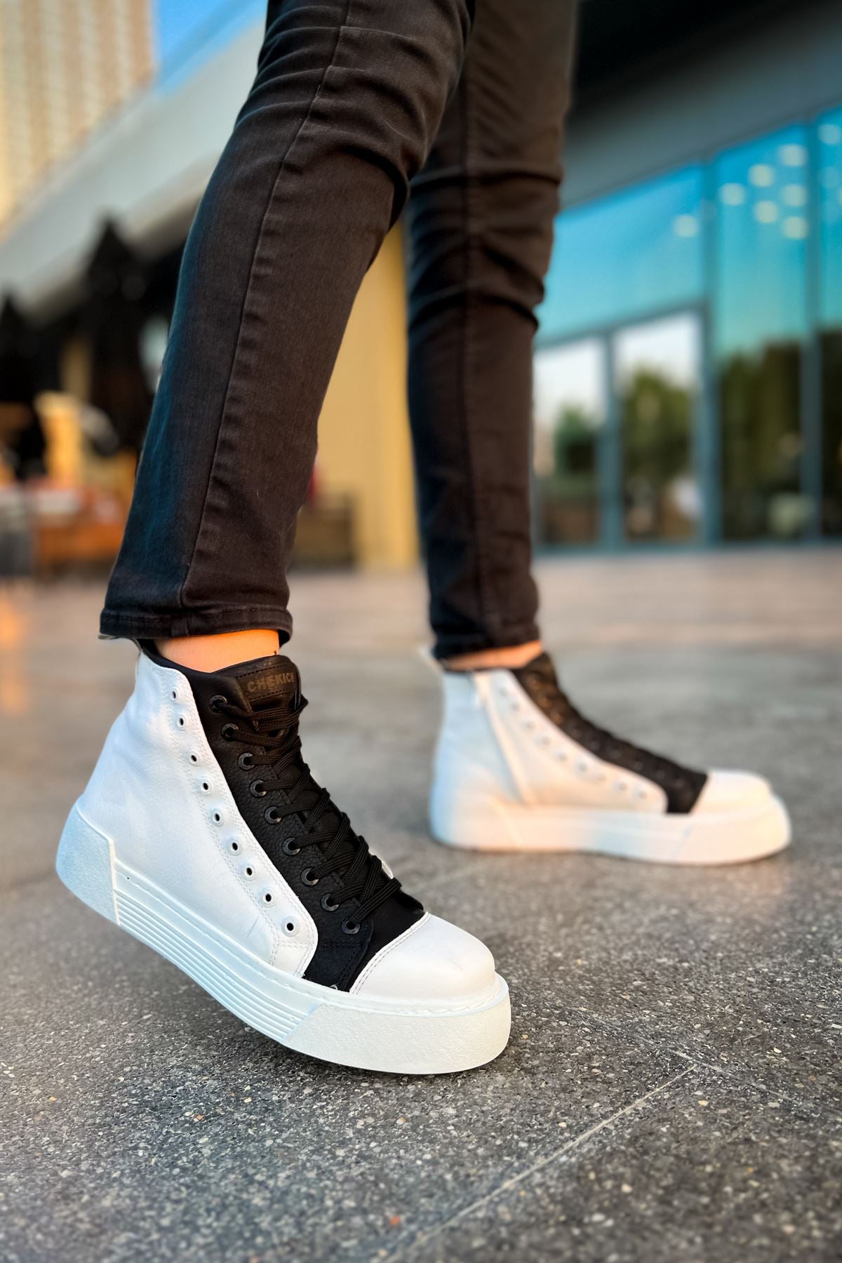 Blazer Kışlık Fermuarlı Erkek Bot Beyaz Siyah