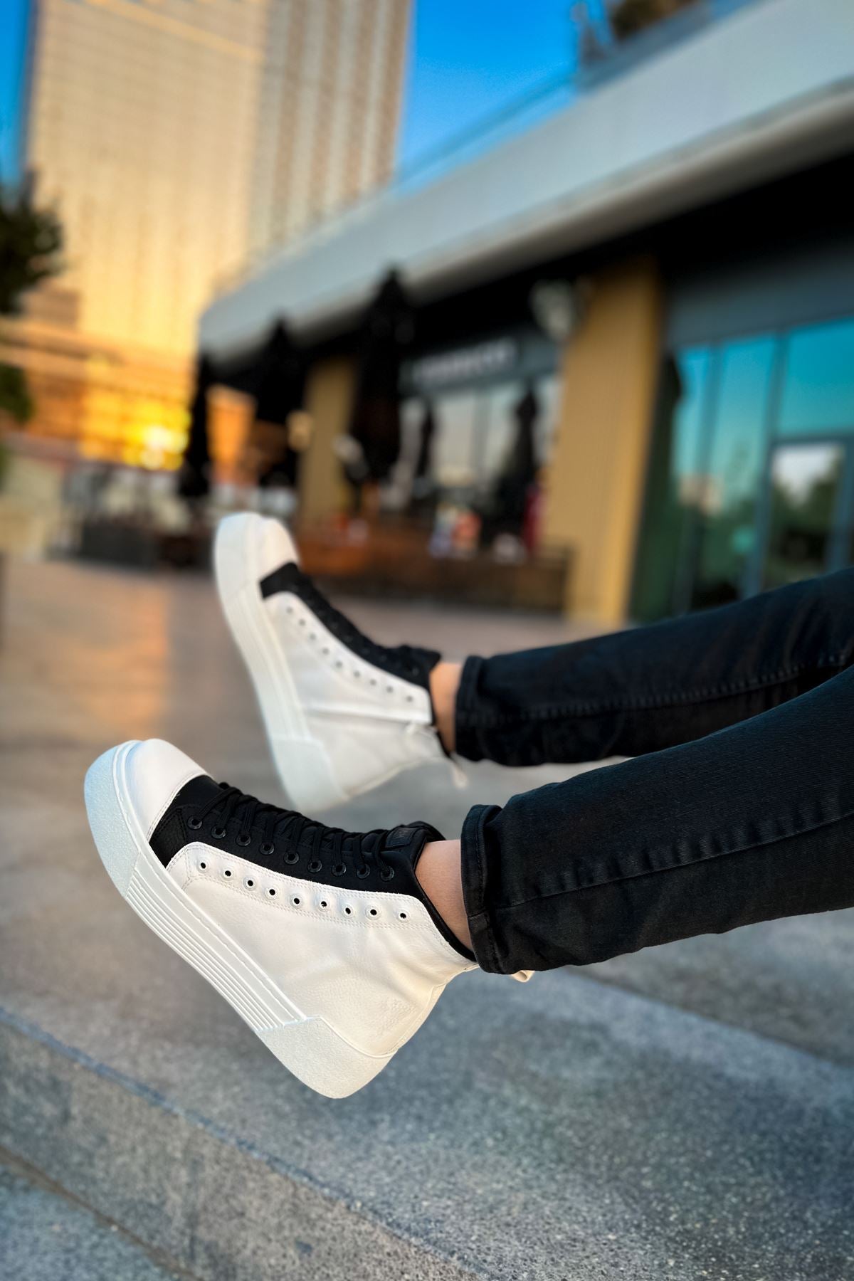 Blazer Kışlık Fermuarlı Erkek Bot Beyaz Siyah