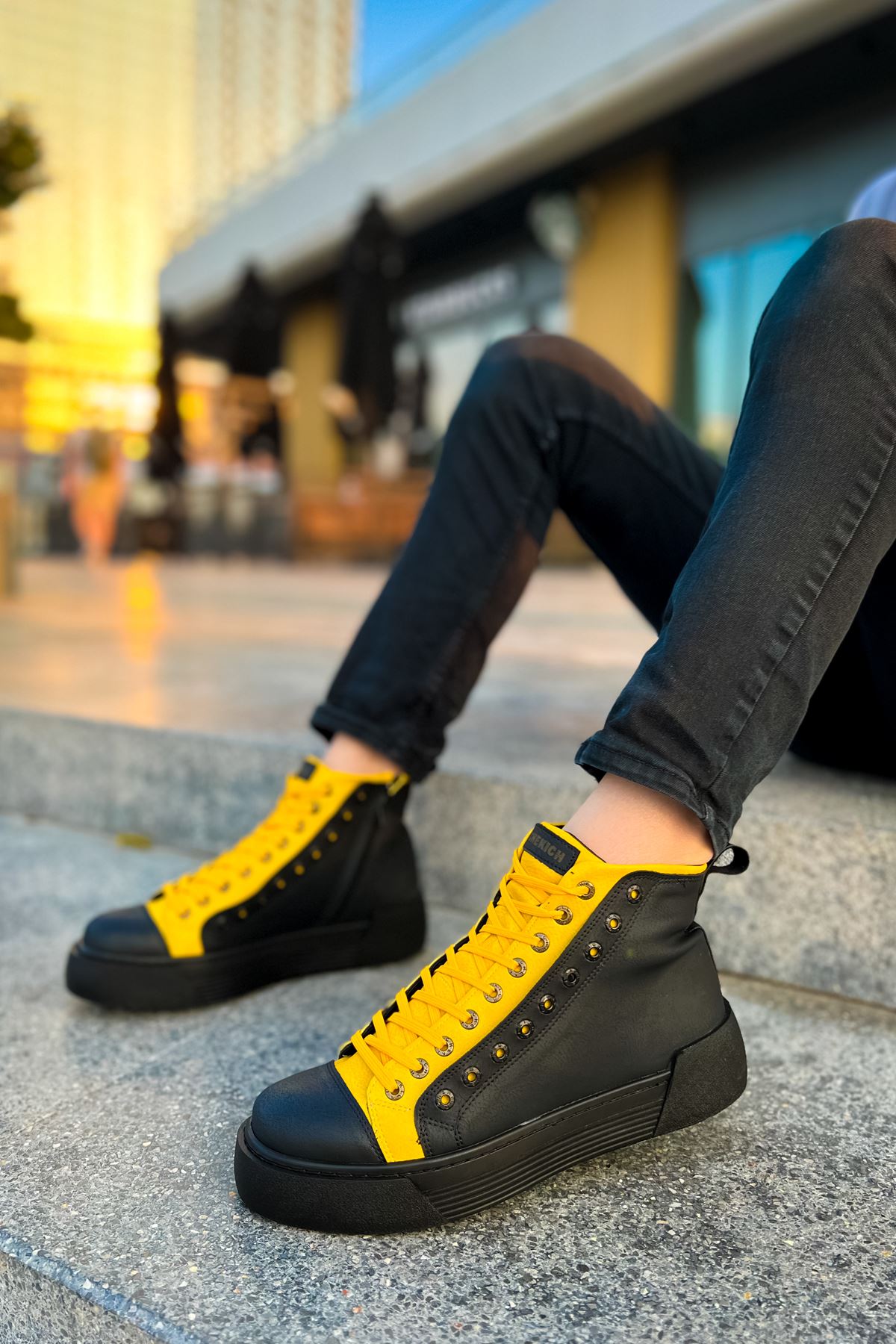 Blazer Kışlık Fermuarlı Erkek Bot Siyah Sarı