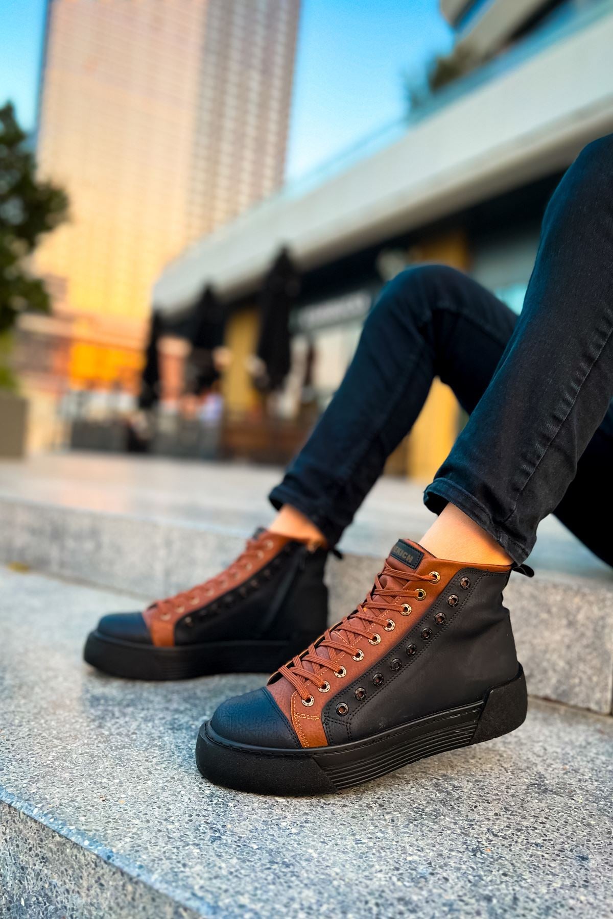 Blazer Kışlık Fermuarlı Erkek Bot Siyah Taba