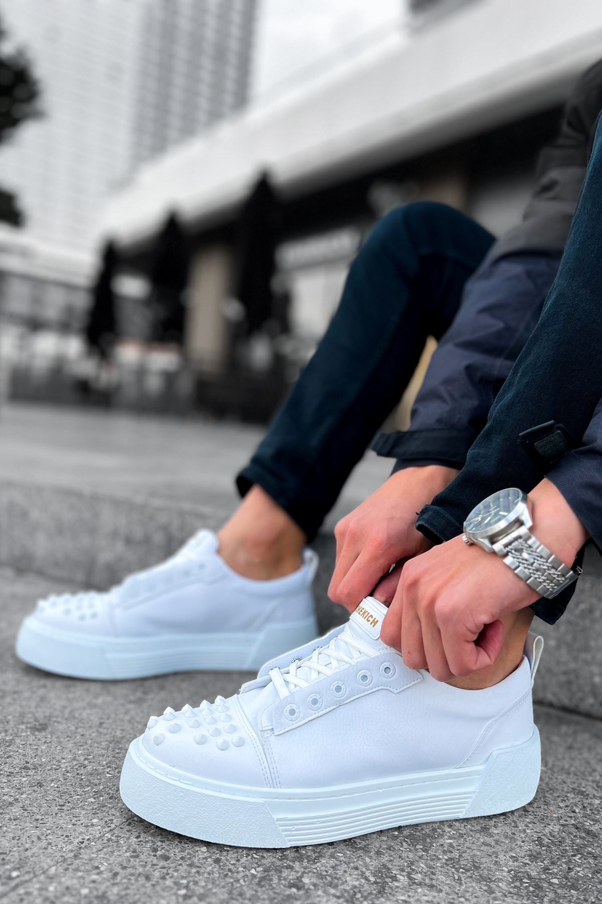 Thorn Kalın Taban Bağcıklı Erkek Sneaker Beyaz