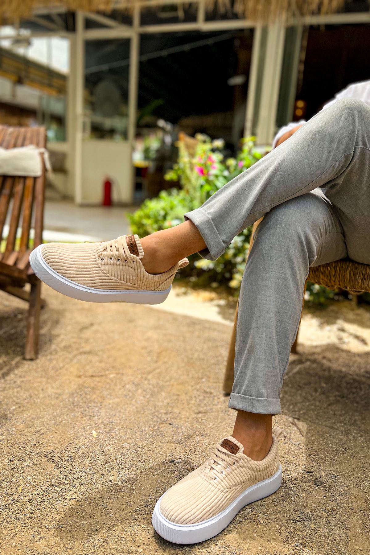 Velluto Premium Kadife Tarz Erkek Günlük Ayakkabı Bej