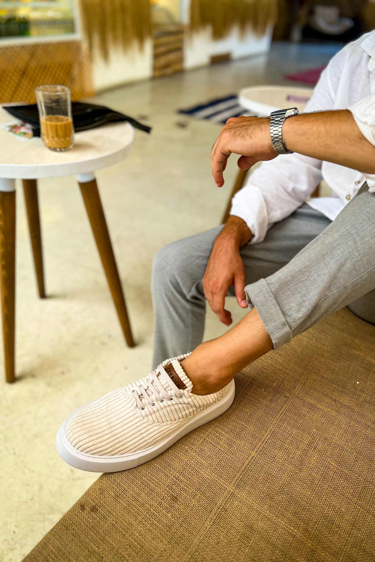 Velluto Premium Kadife Tarz Erkek Günlük Ayakkabı Beyaz