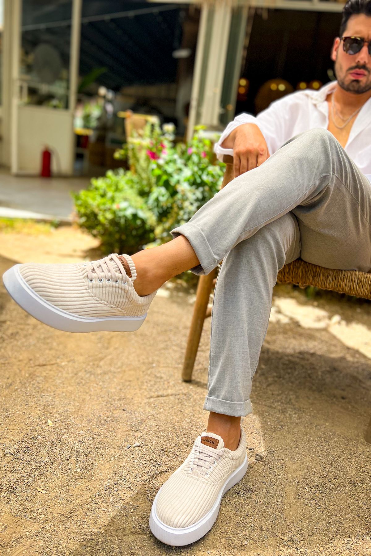 Velluto Premium Kadife Tarz Erkek Günlük Ayakkabı Beyaz