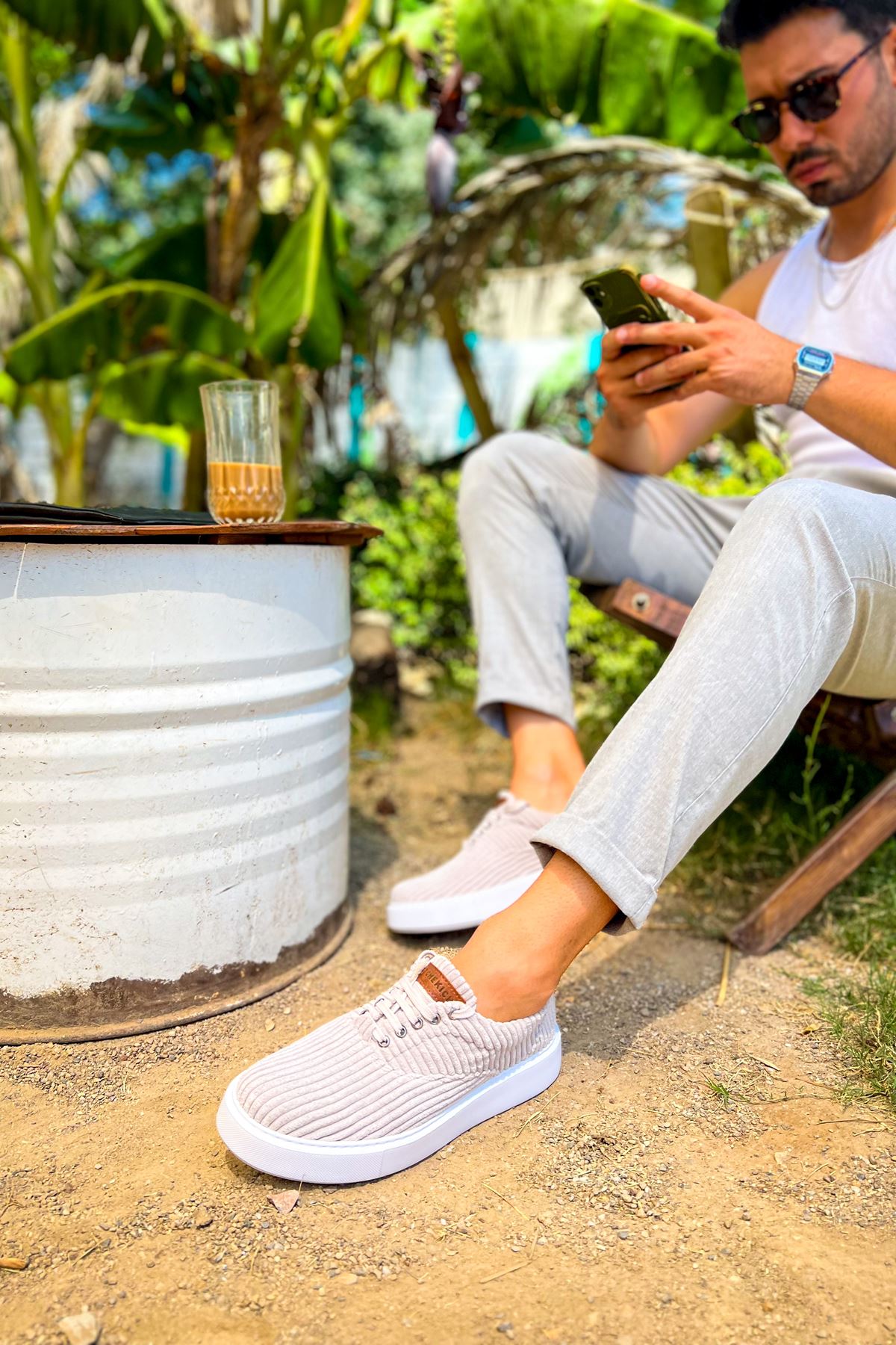 Velluto Premium Kadife Tarz Erkek Günlük Ayakkabı Gri